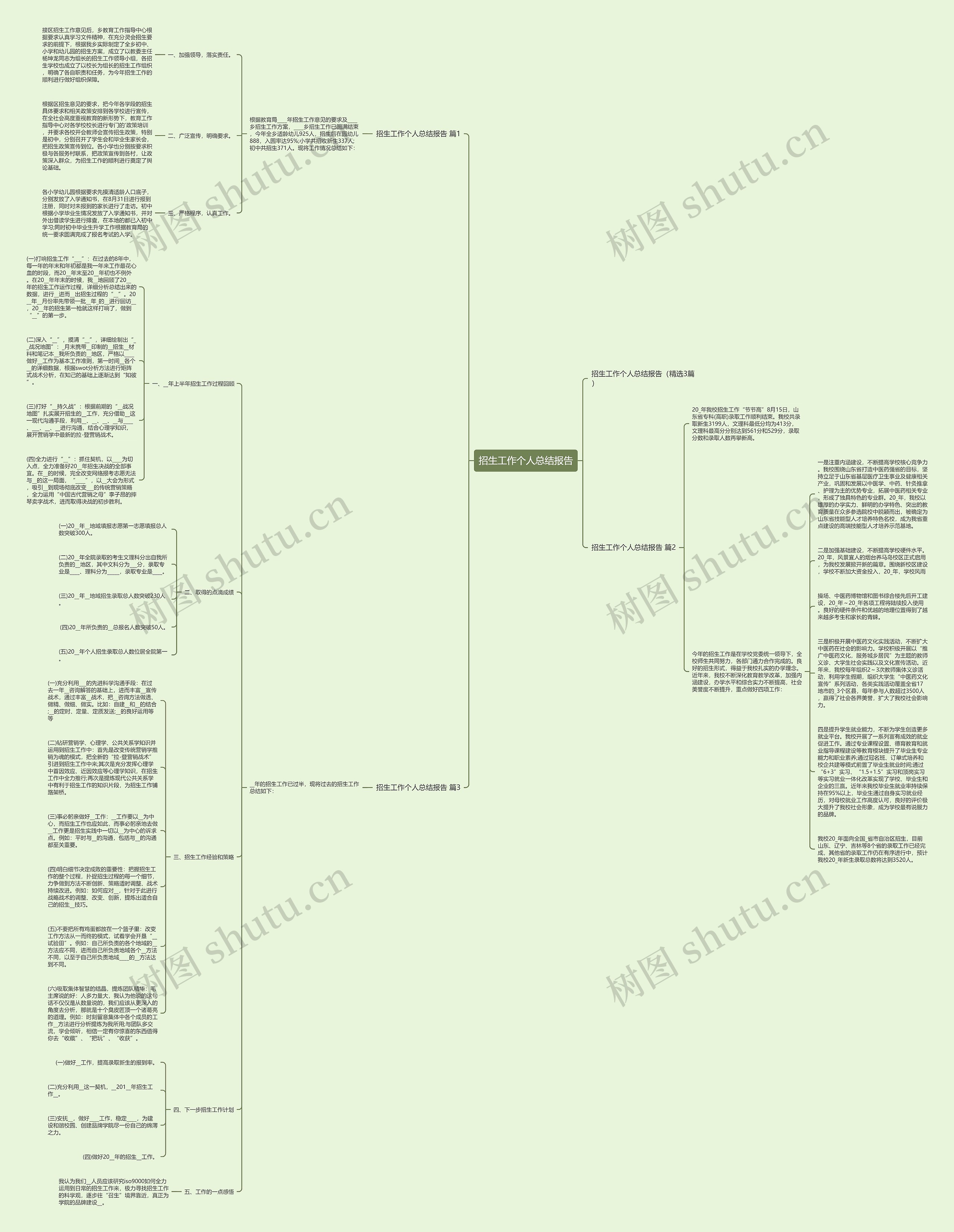 招生工作个人总结报告思维导图