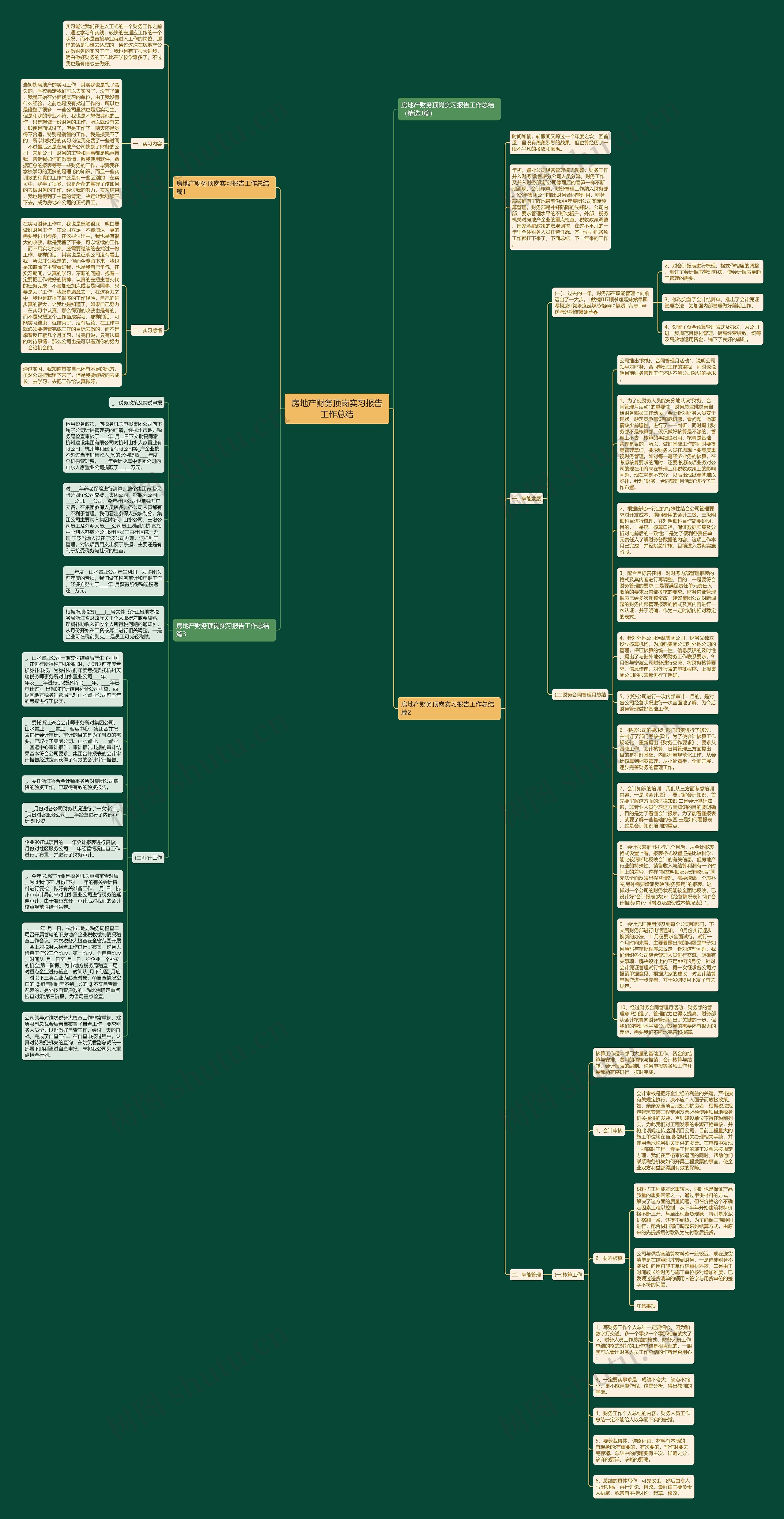 房地产财务顶岗实习报告工作总结思维导图