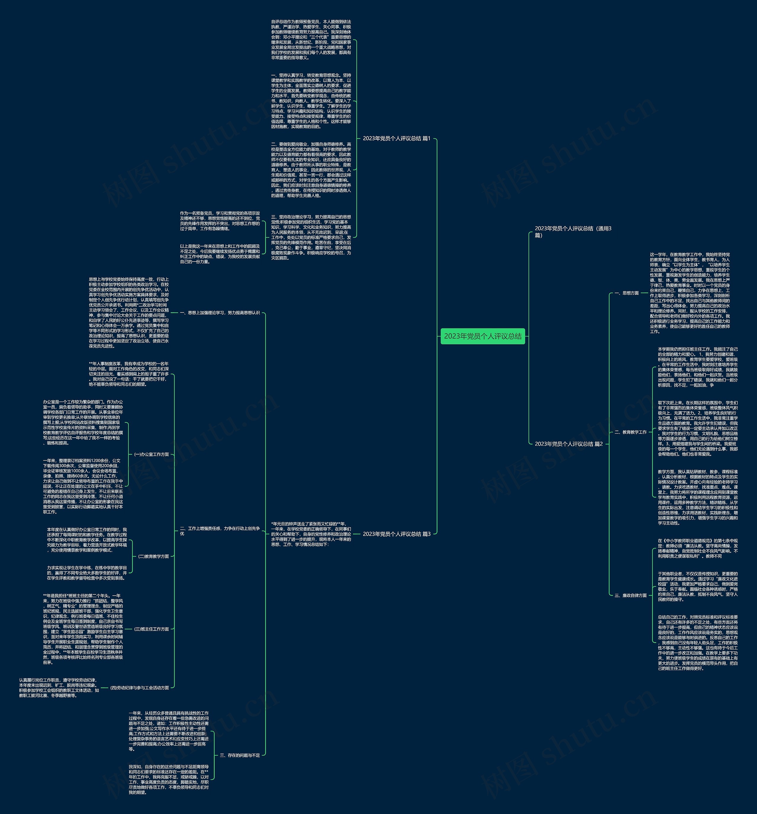 2023年党员个人评议总结思维导图