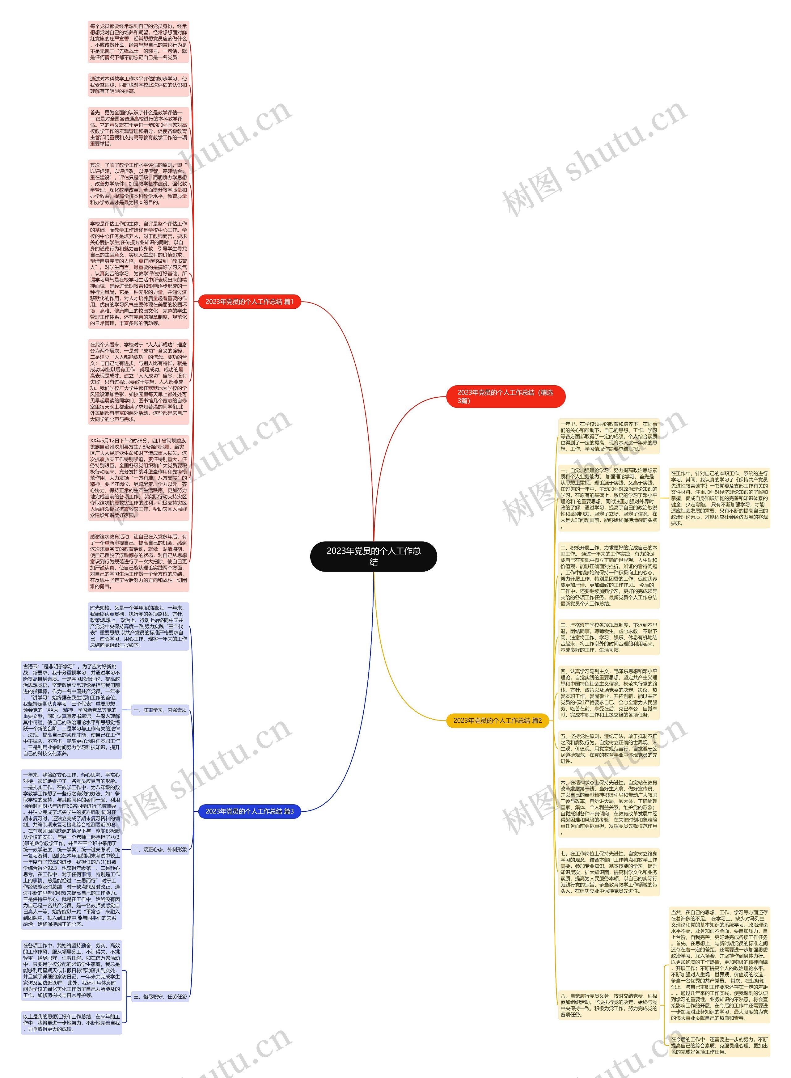 2023年党员的个人工作总结思维导图