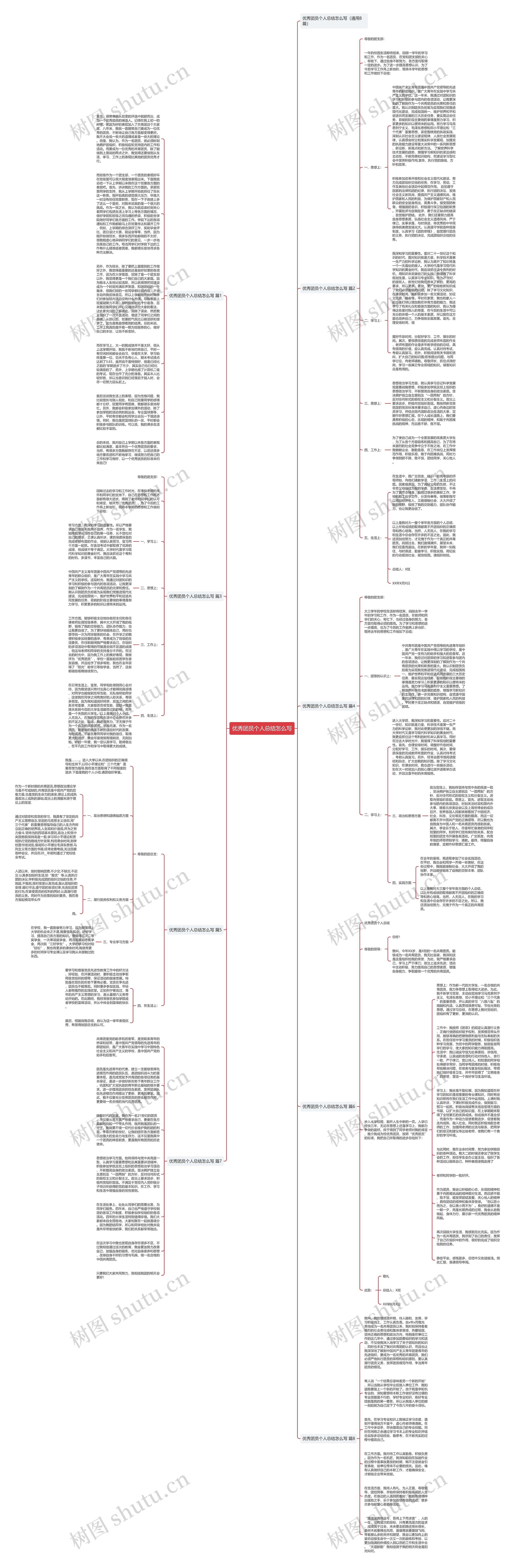 优秀团员个人总结怎么写思维导图