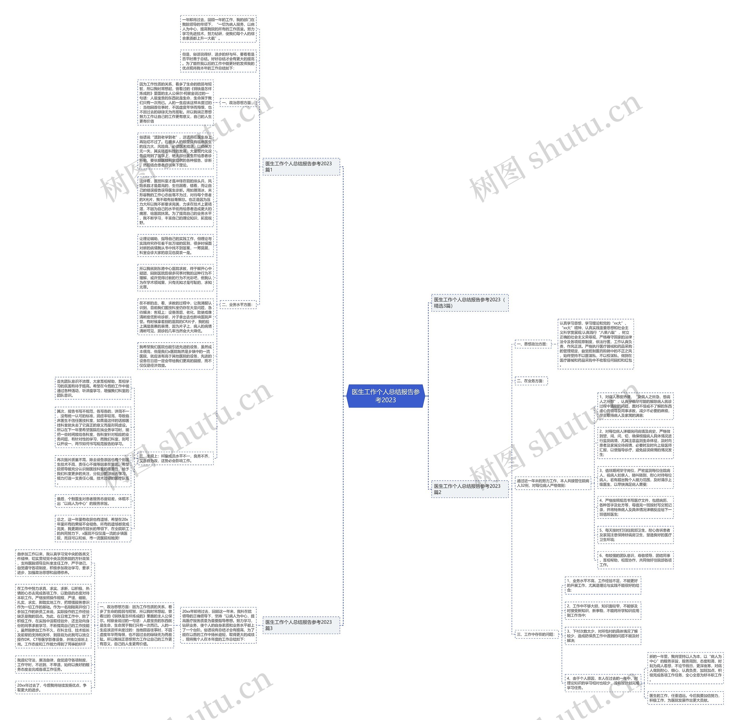 医生工作个人总结报告参考2023思维导图