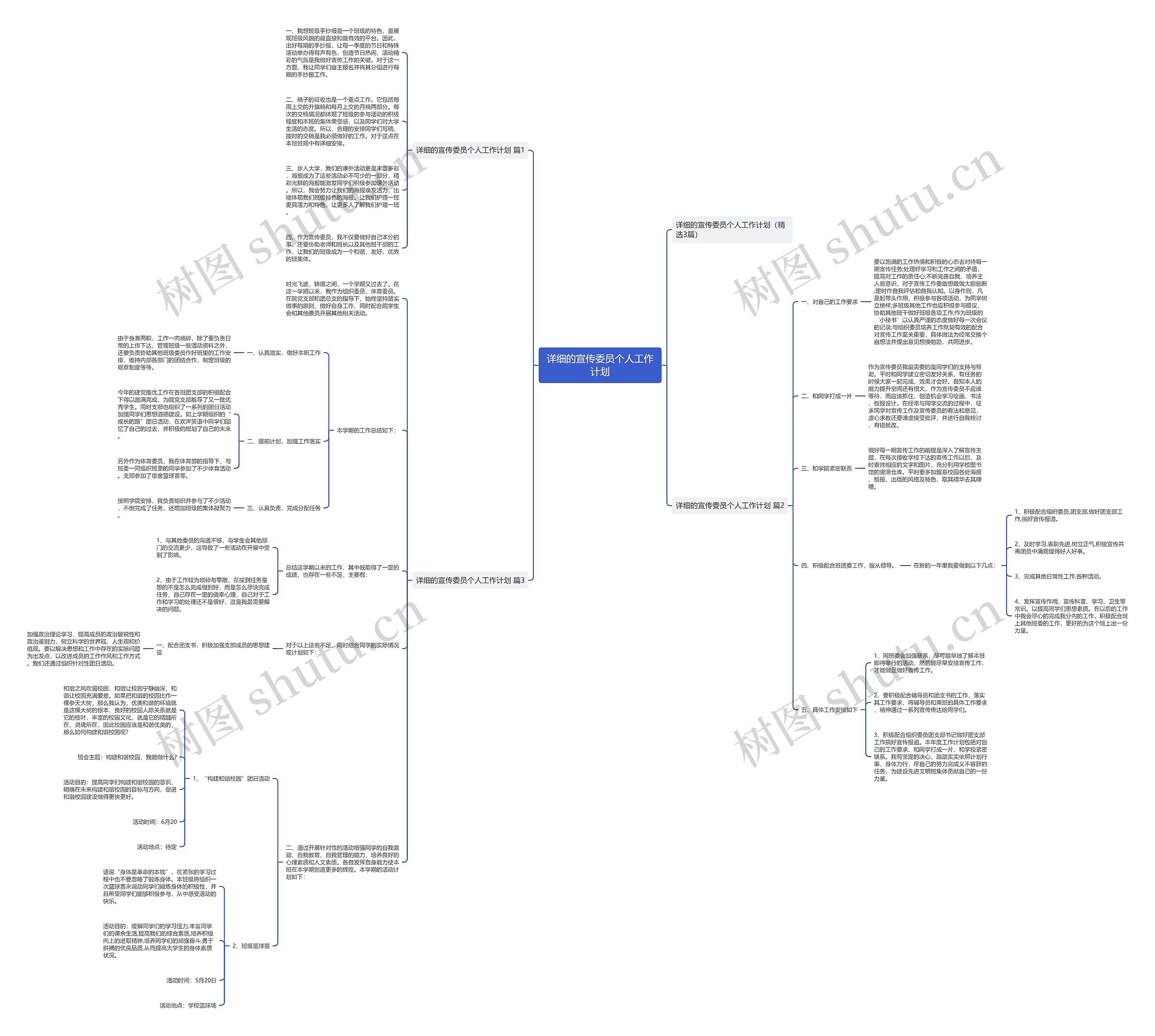 详细的宣传委员个人工作计划思维导图