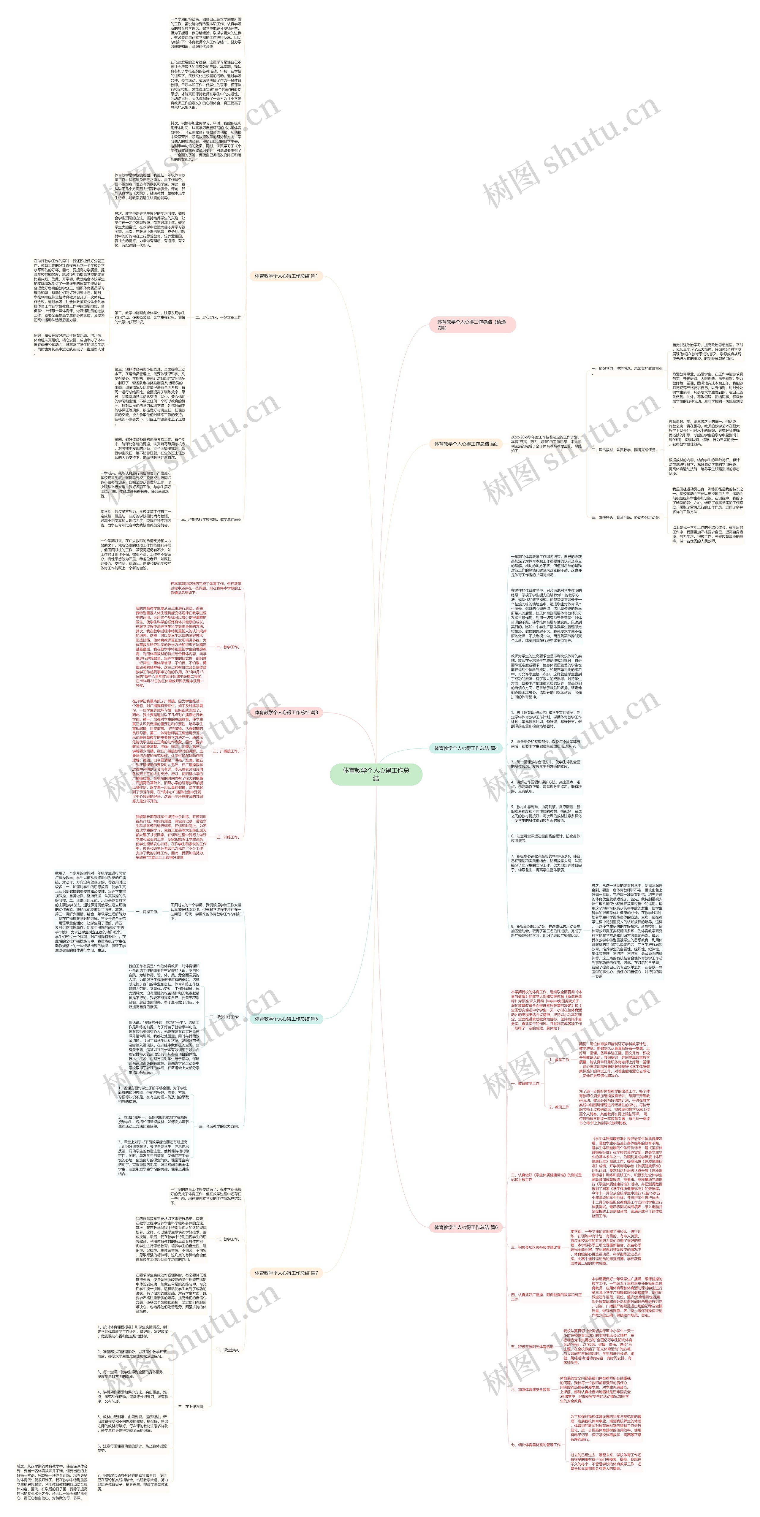 体育教学个人心得工作总结思维导图