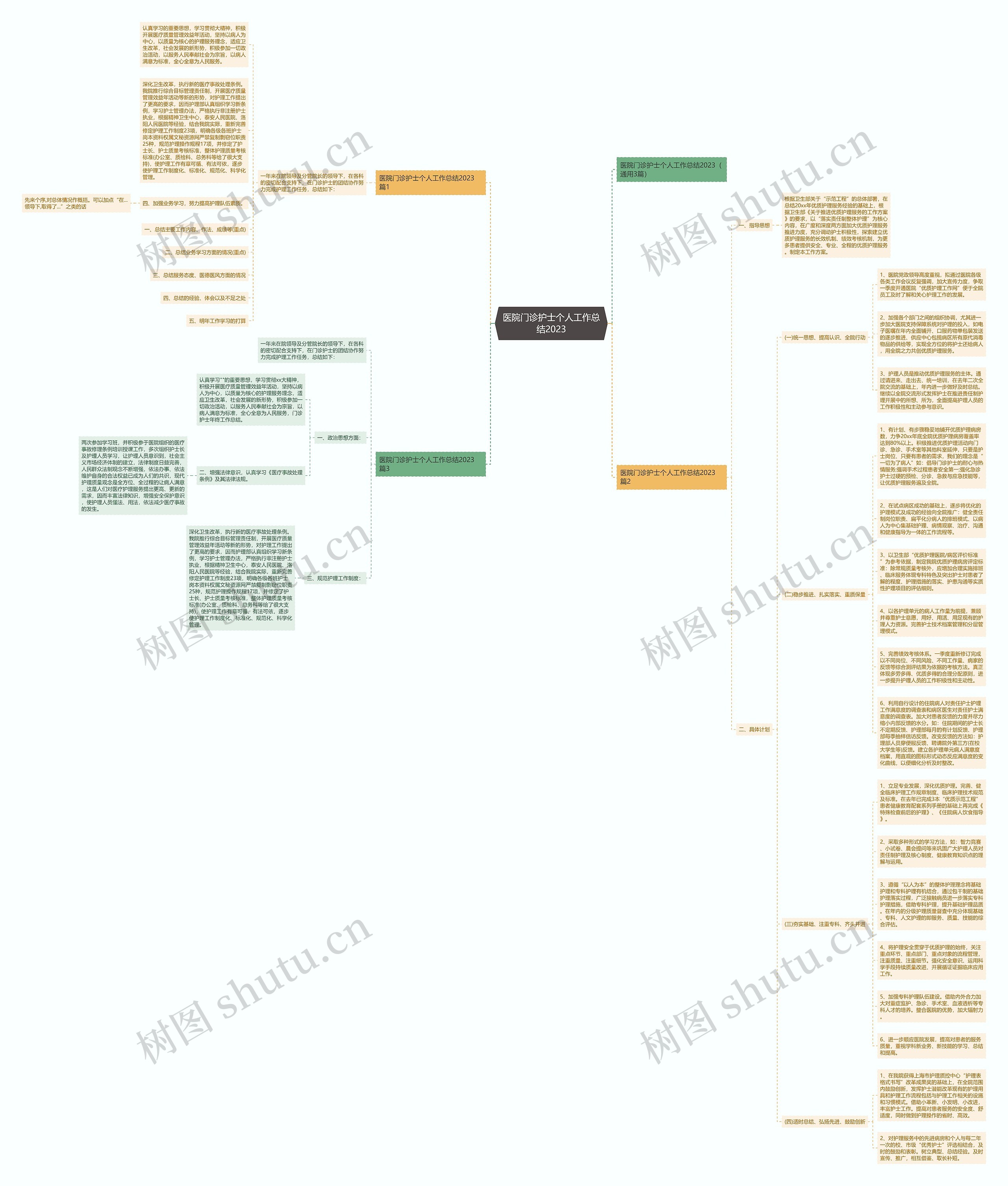 医院门诊护士个人工作总结2023思维导图