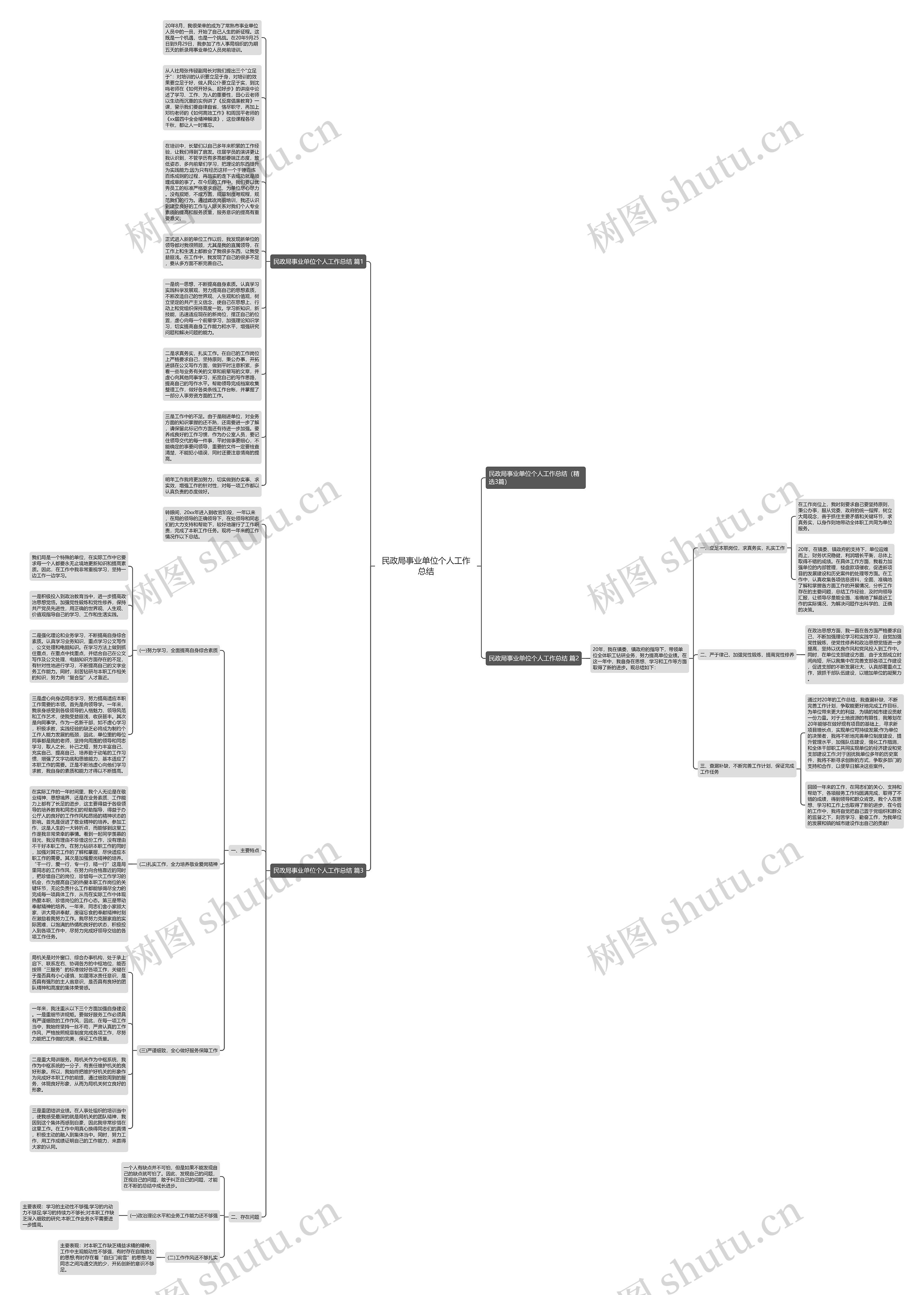 民政局事业单位个人工作总结思维导图