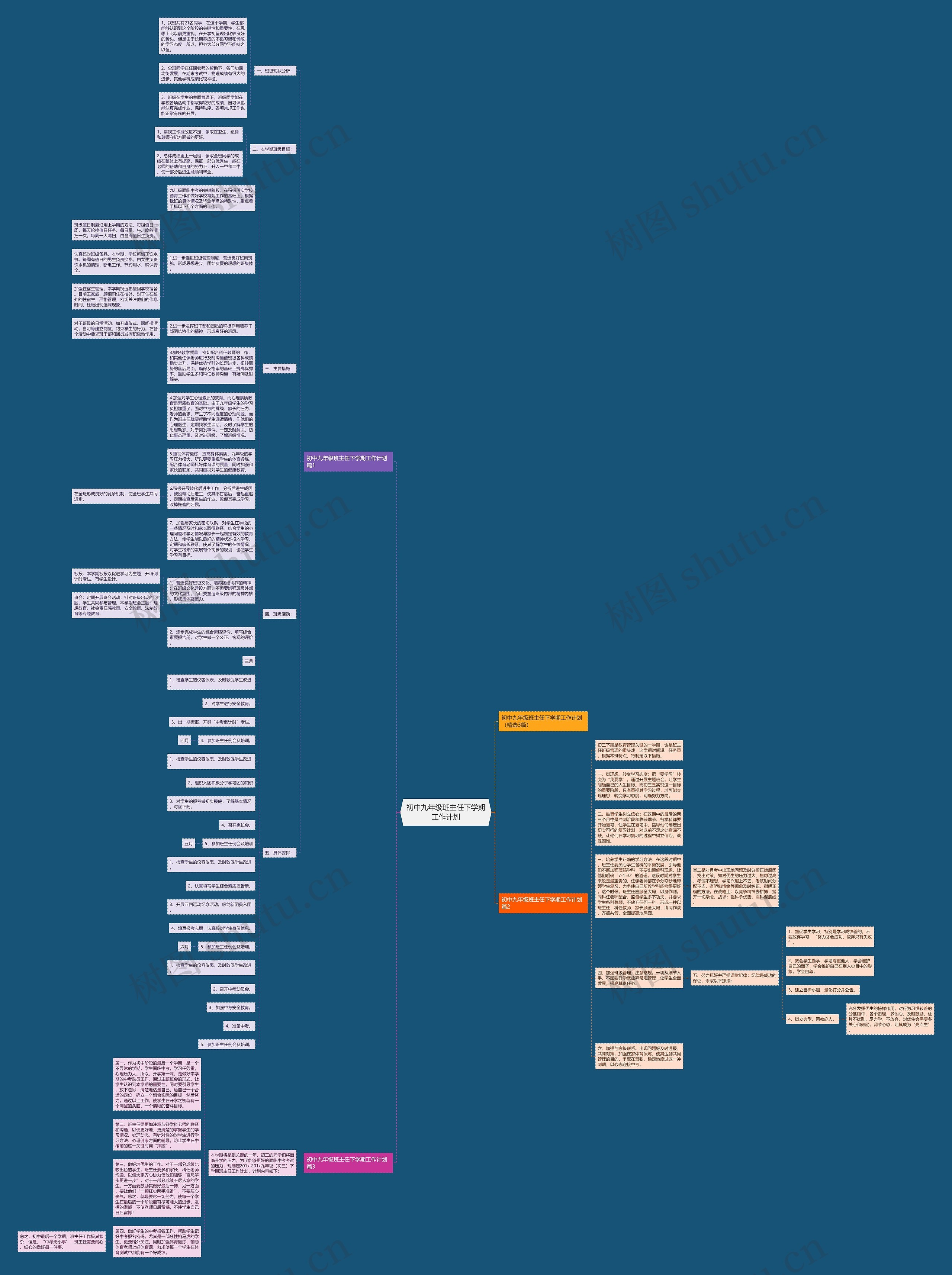 初中九年级班主任下学期工作计划思维导图