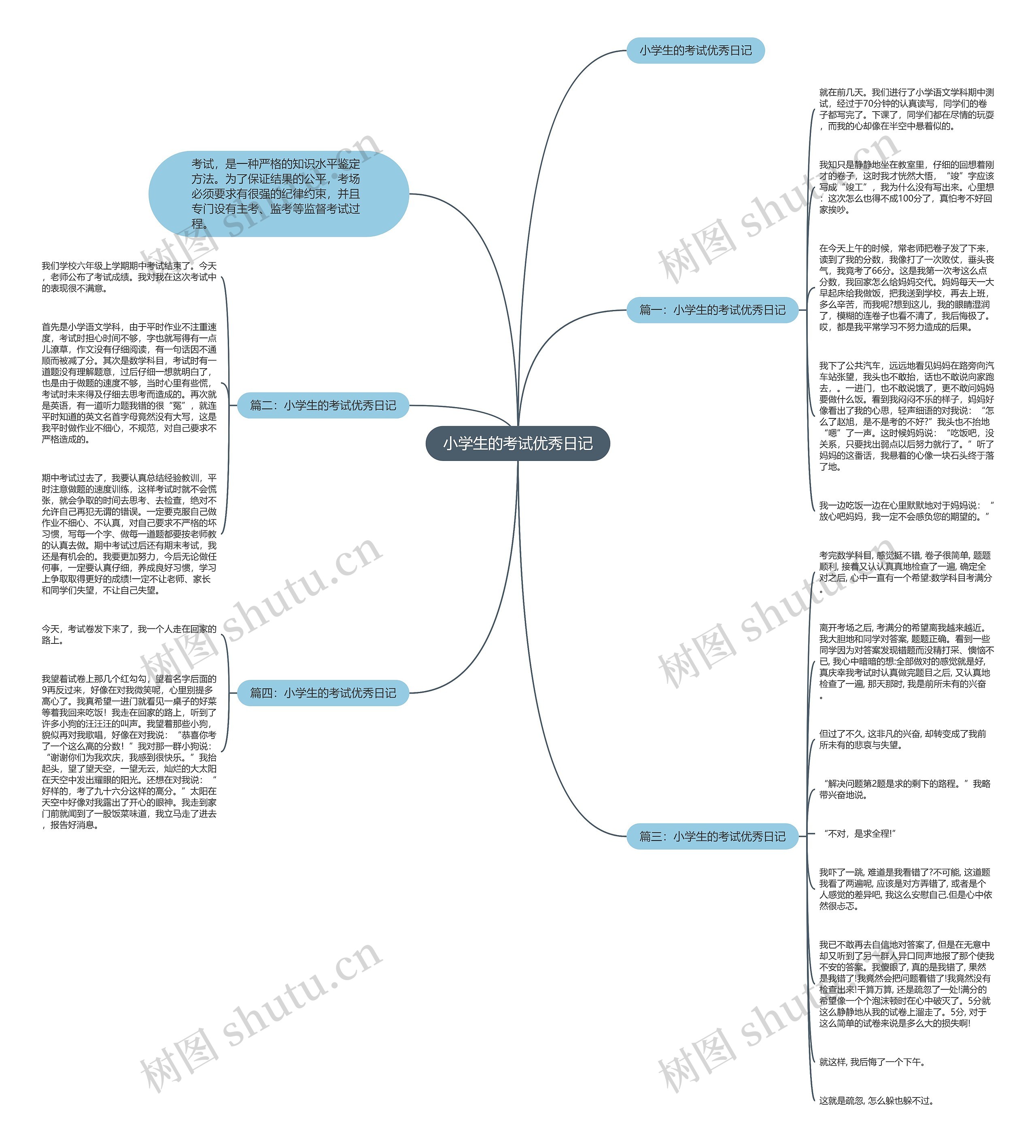 小学生的考试优秀日记思维导图