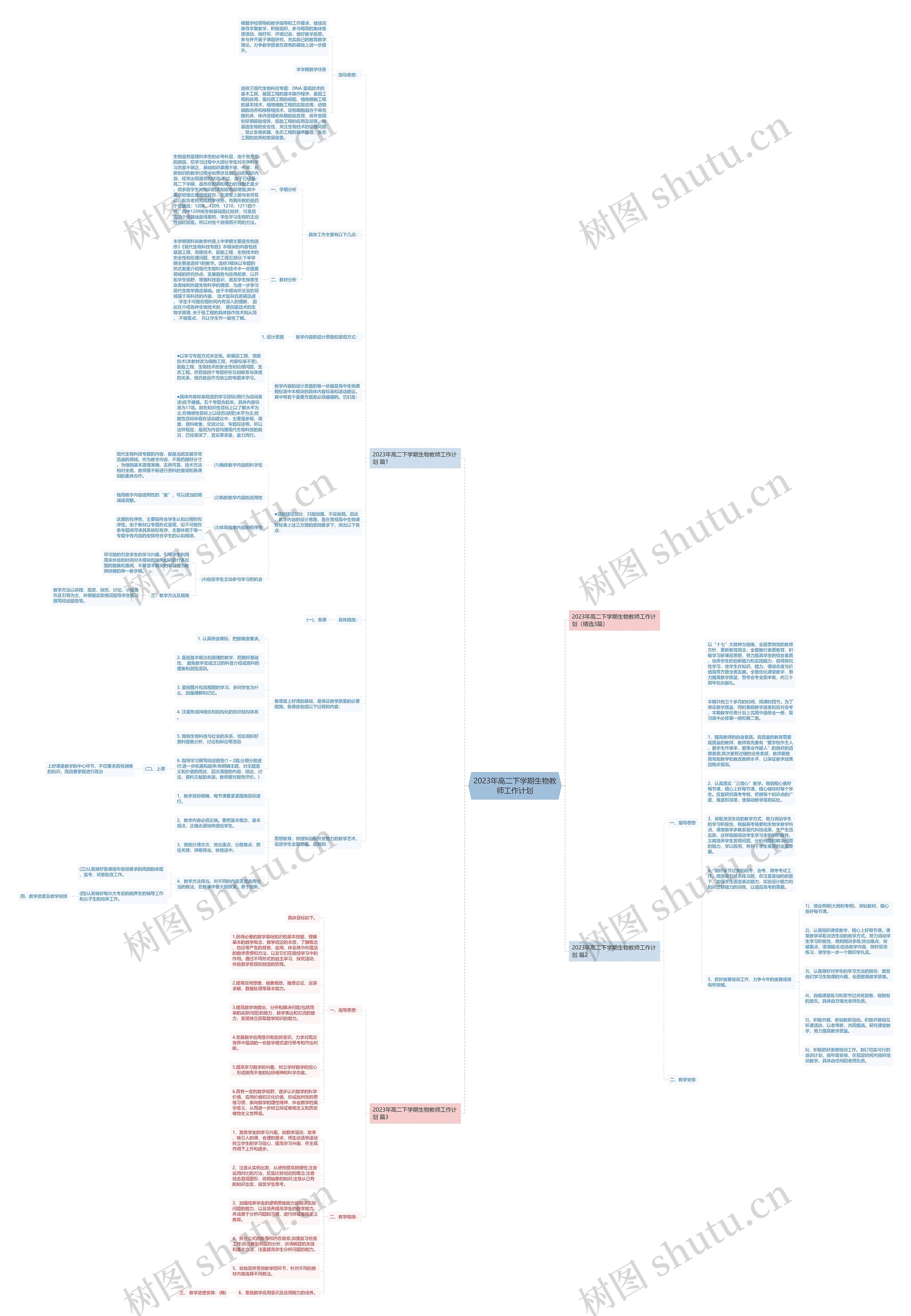 2023年高二下学期生物教师工作计划思维导图