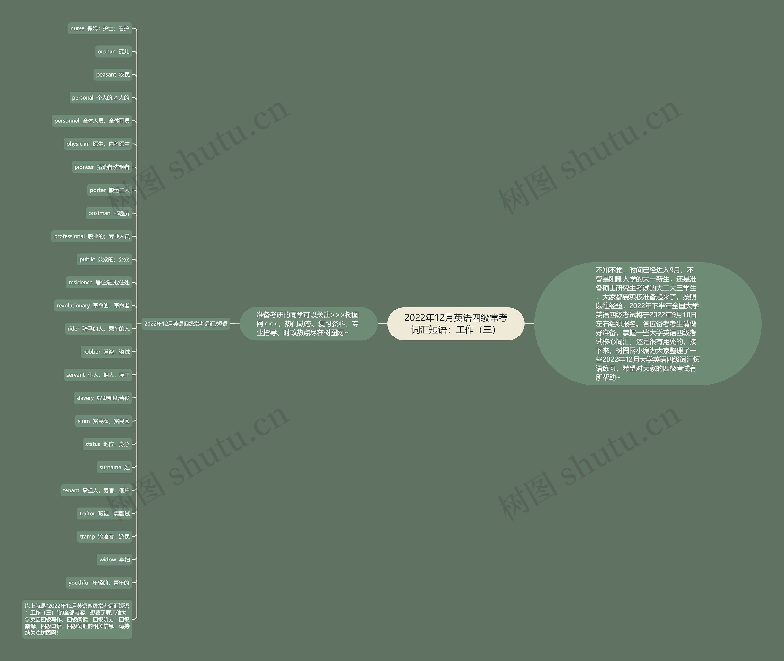 2022年12月英语四级常考词汇短语：工作（三）思维导图