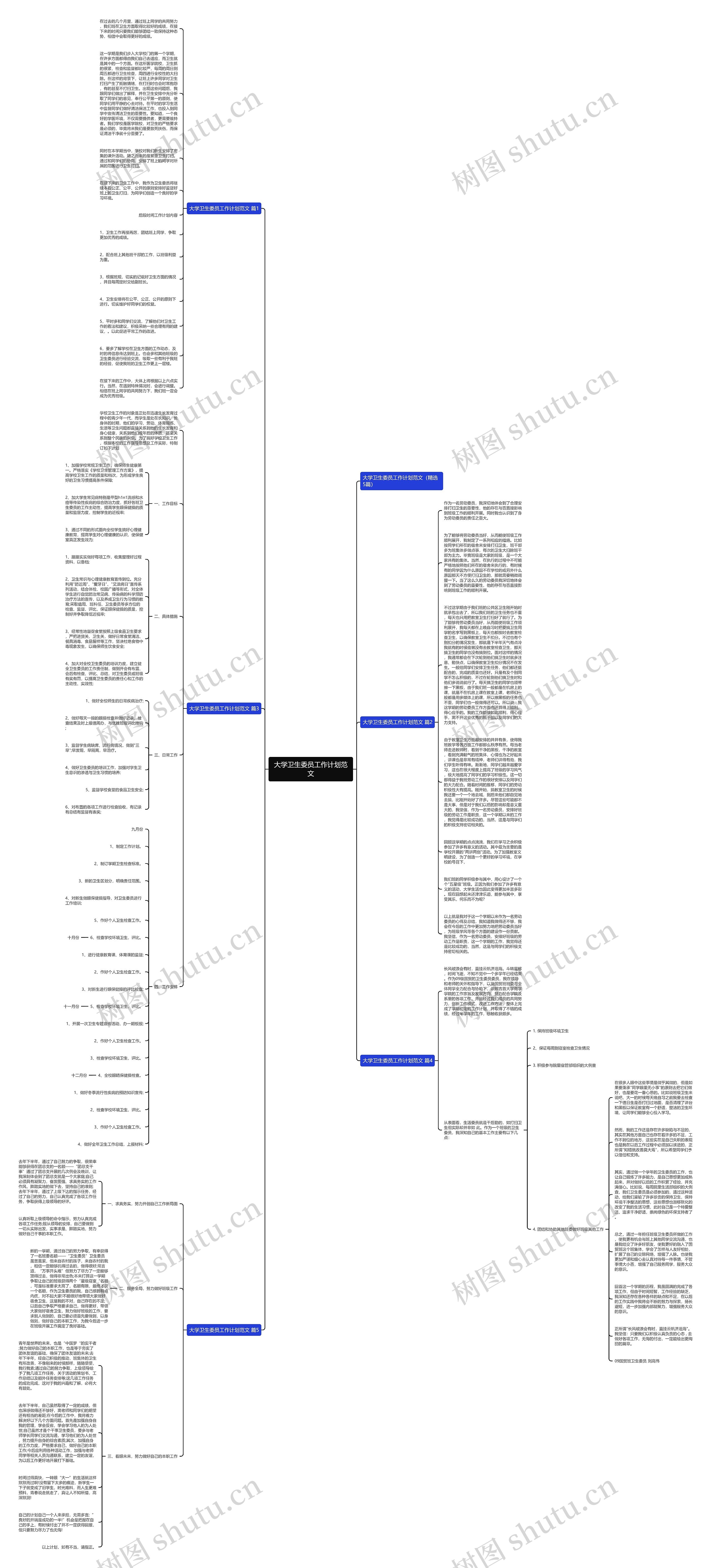 大学卫生委员工作计划范文思维导图
