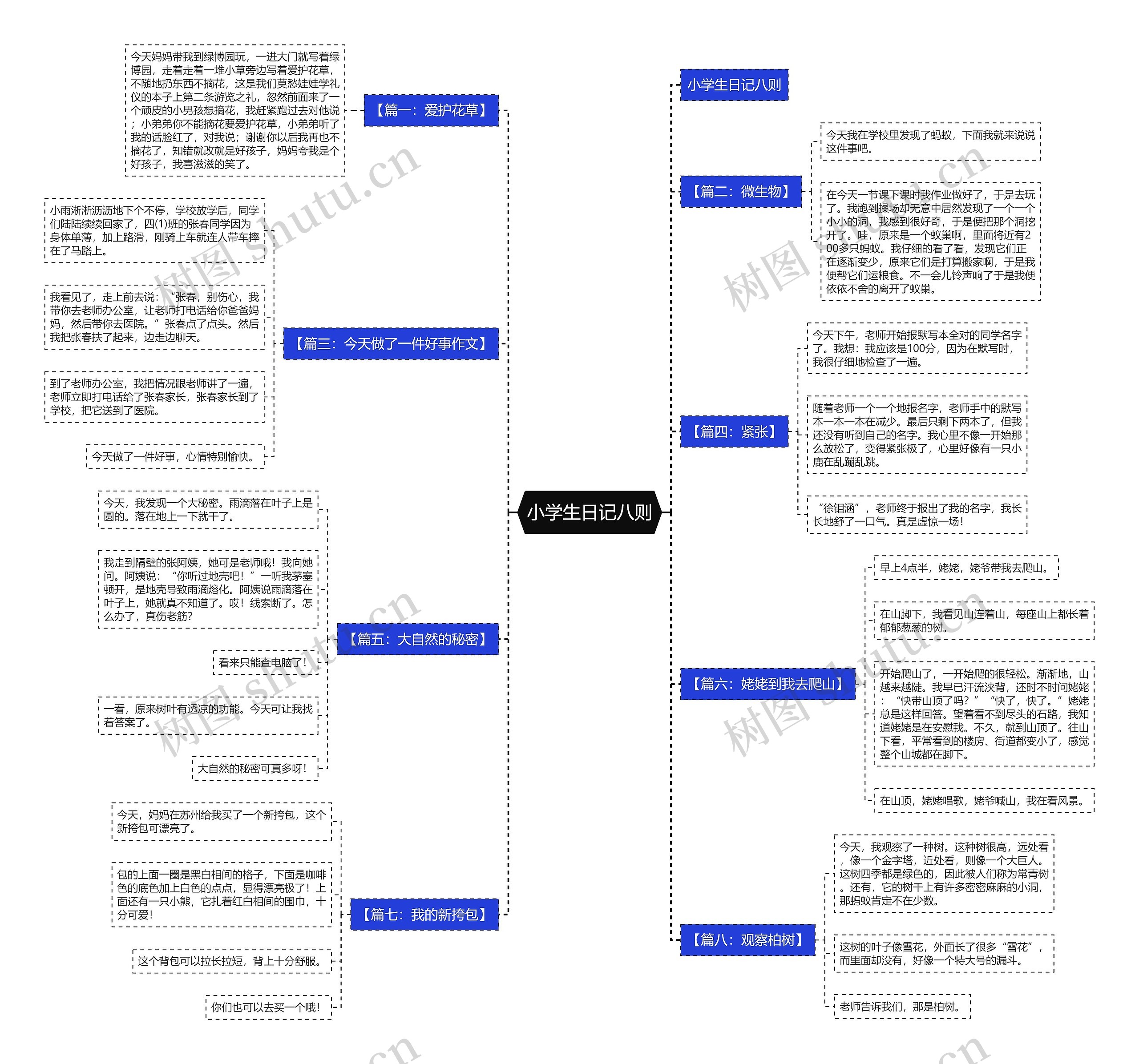 小学生日记八则思维导图