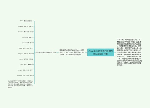 2022年12月英语四级常考词汇短语：宗教