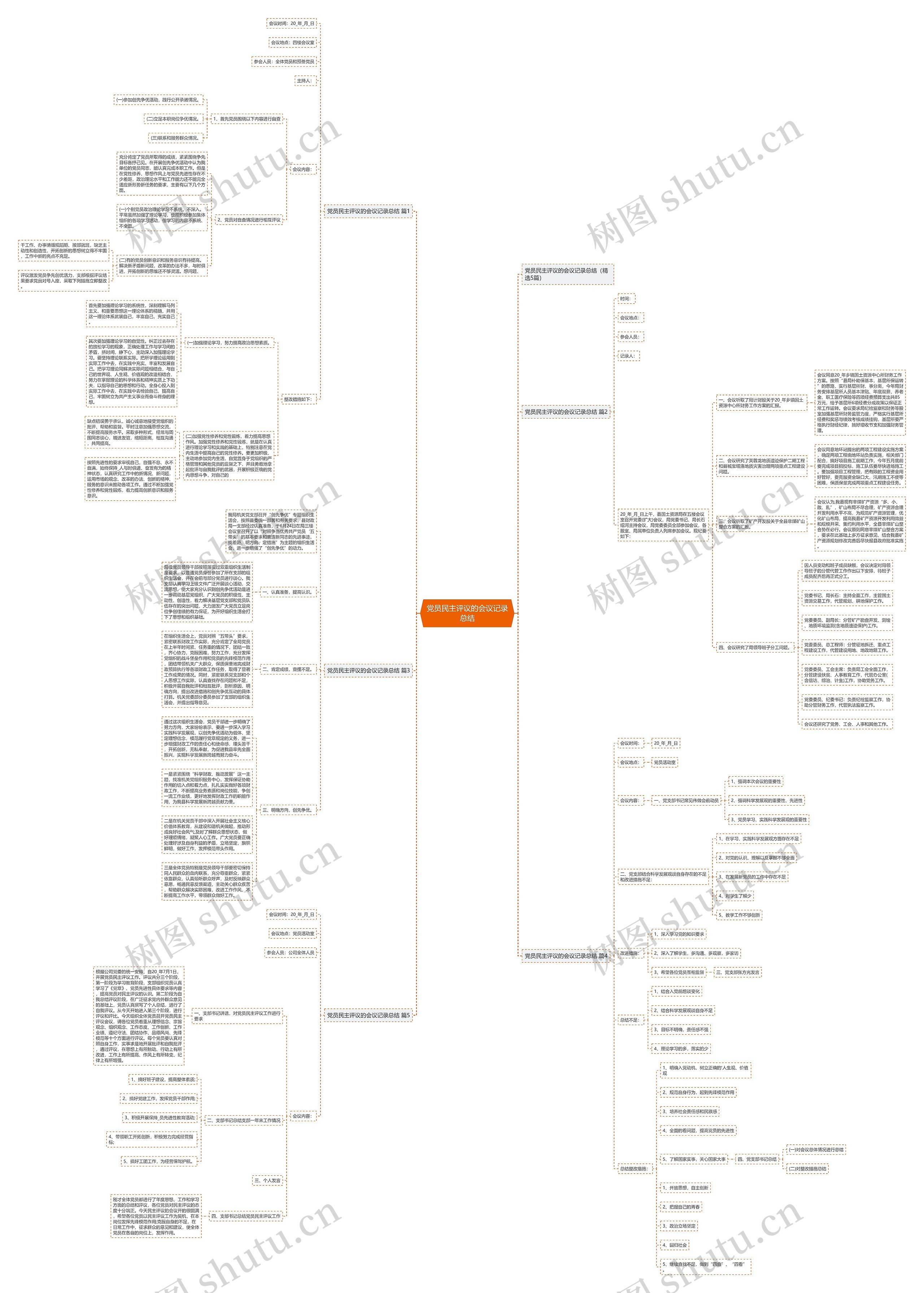 党员民主评议的会议记录总结思维导图