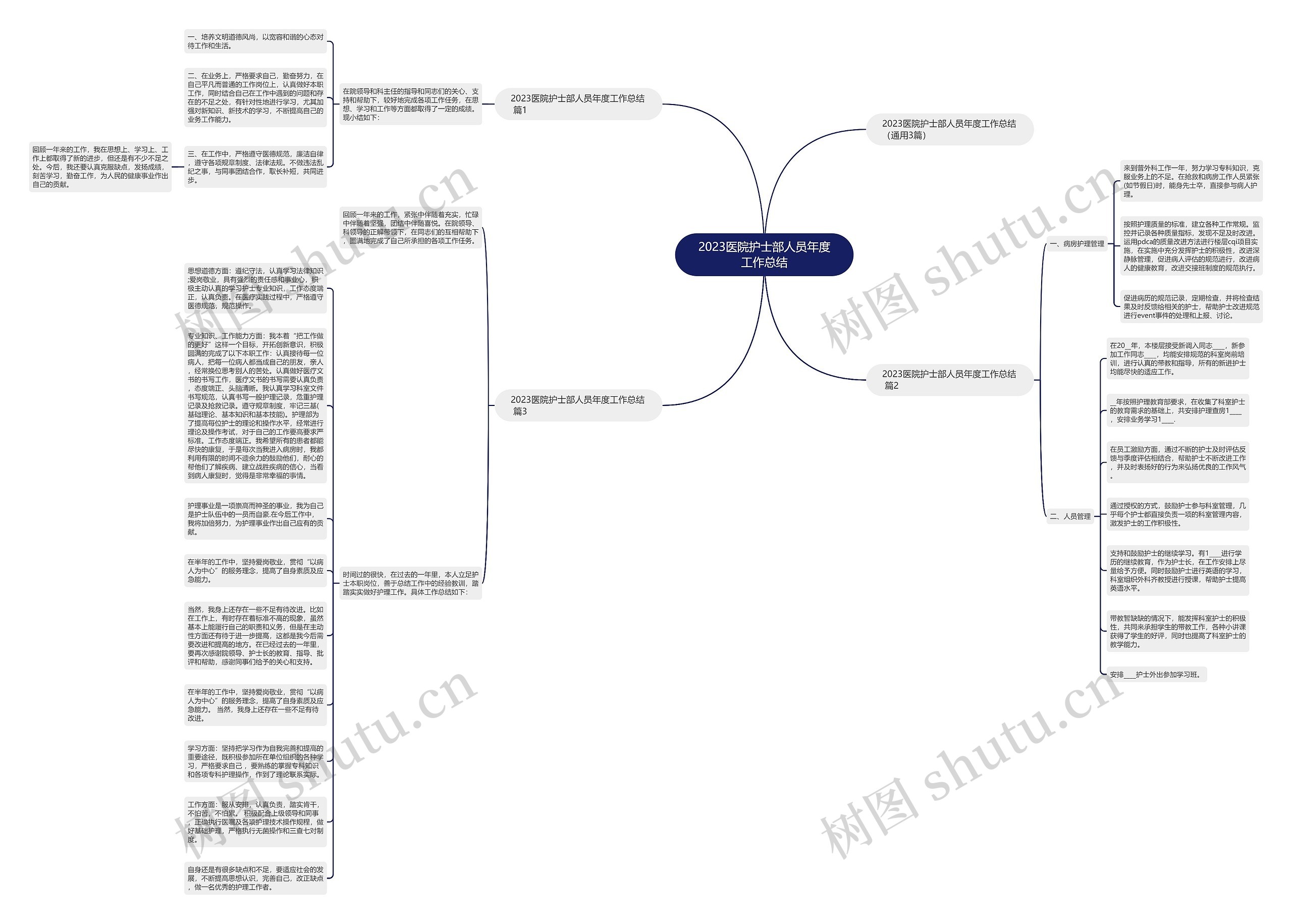 2023医院护士部人员年度工作总结思维导图