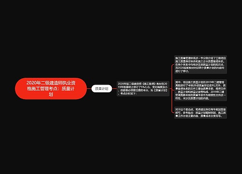 2020年二级建造师执业资格施工管理考点：质量计划