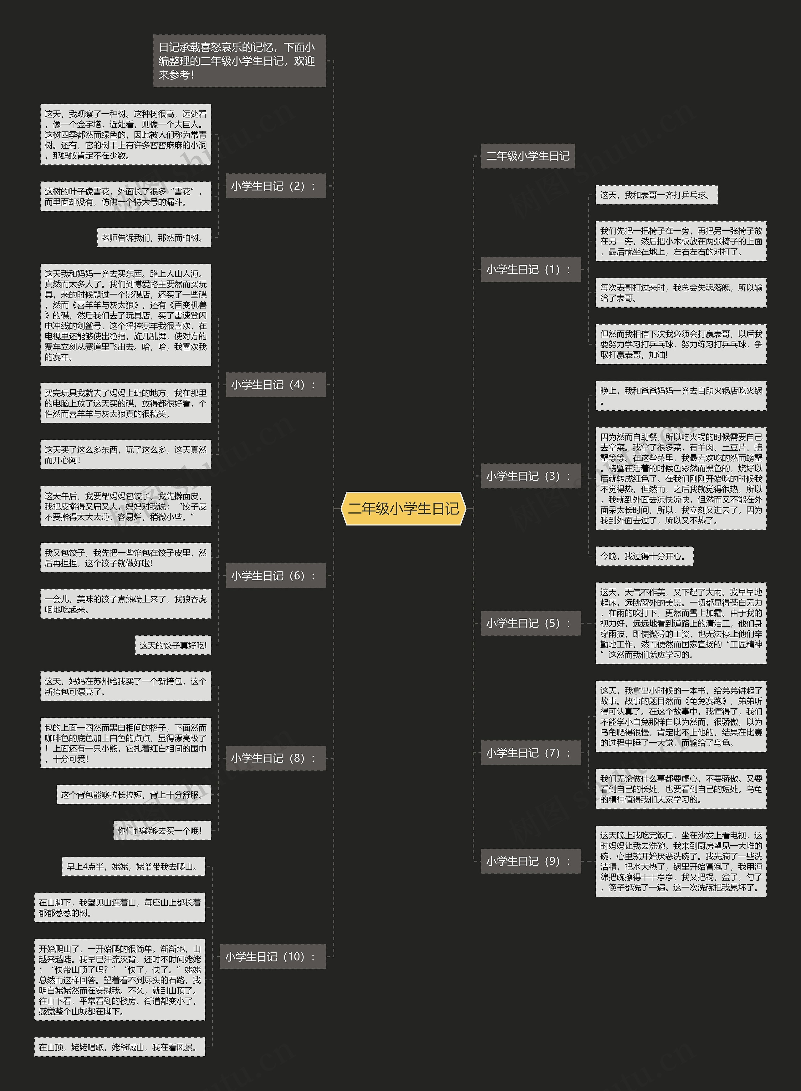 二年级小学生日记思维导图