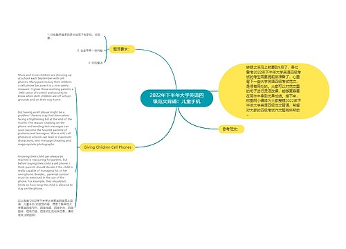 2022年下半年大学英语四级范文背诵：儿童手机
