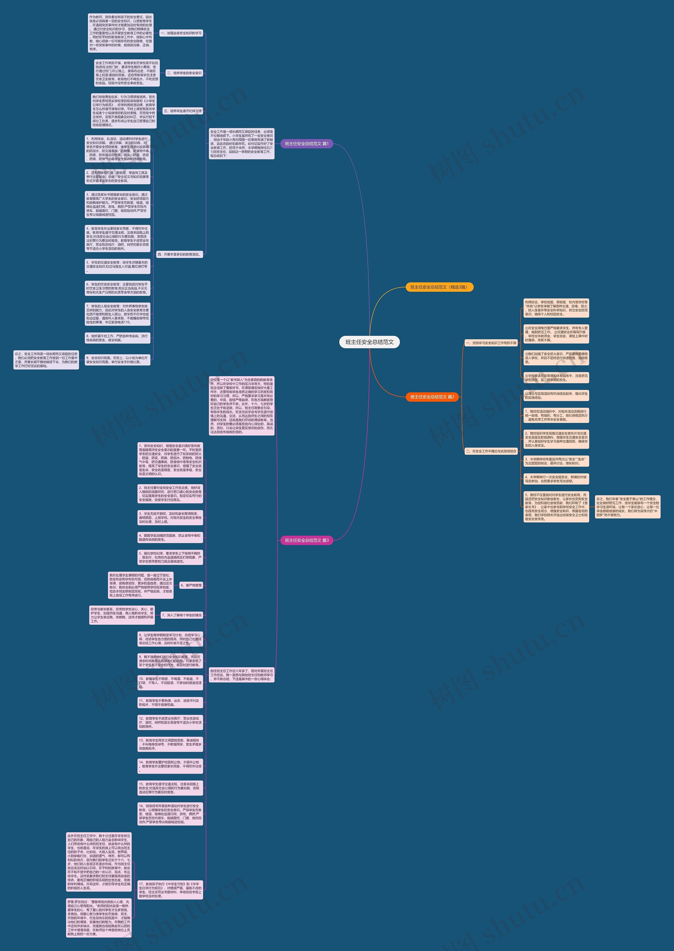 班主任安全总结范文思维导图