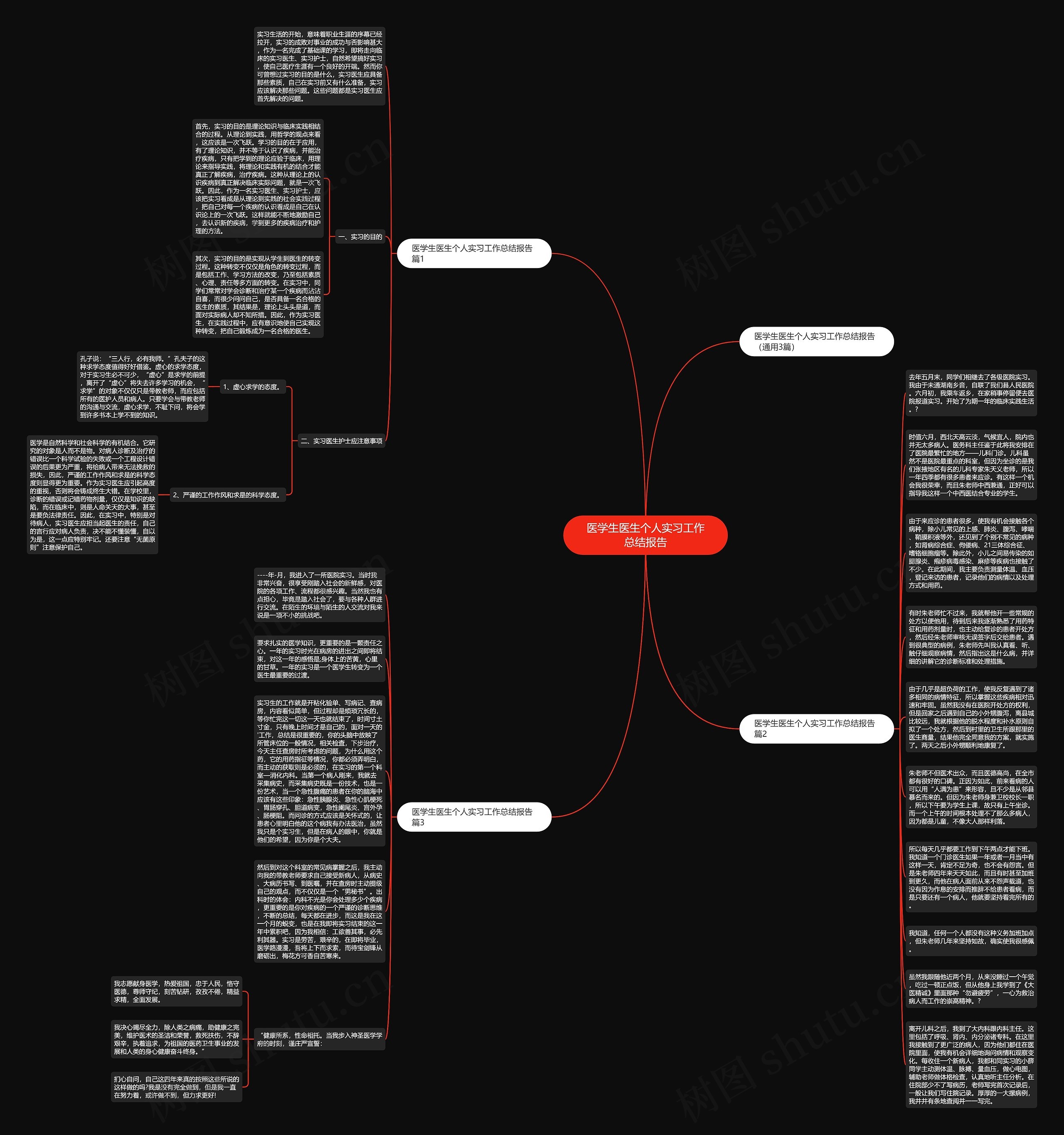 医学生医生个人实习工作总结报告思维导图