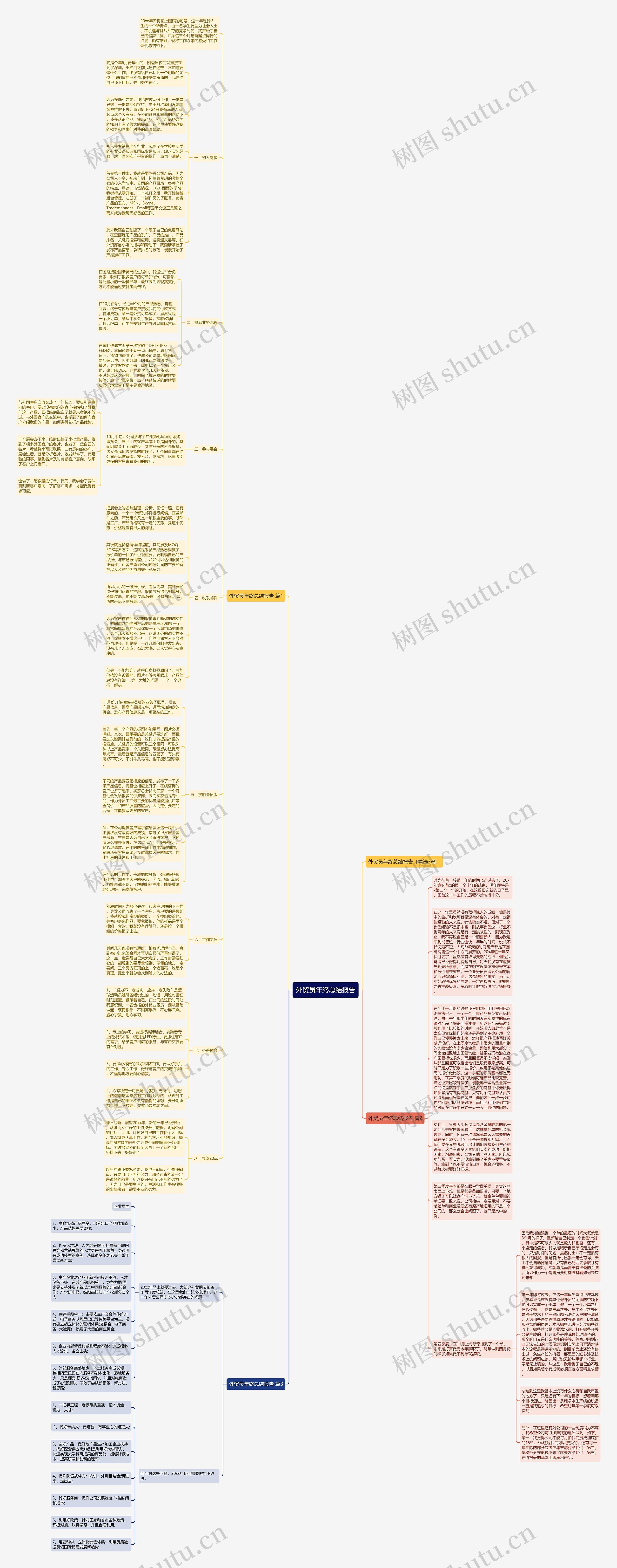 外贸员年终总结报告思维导图