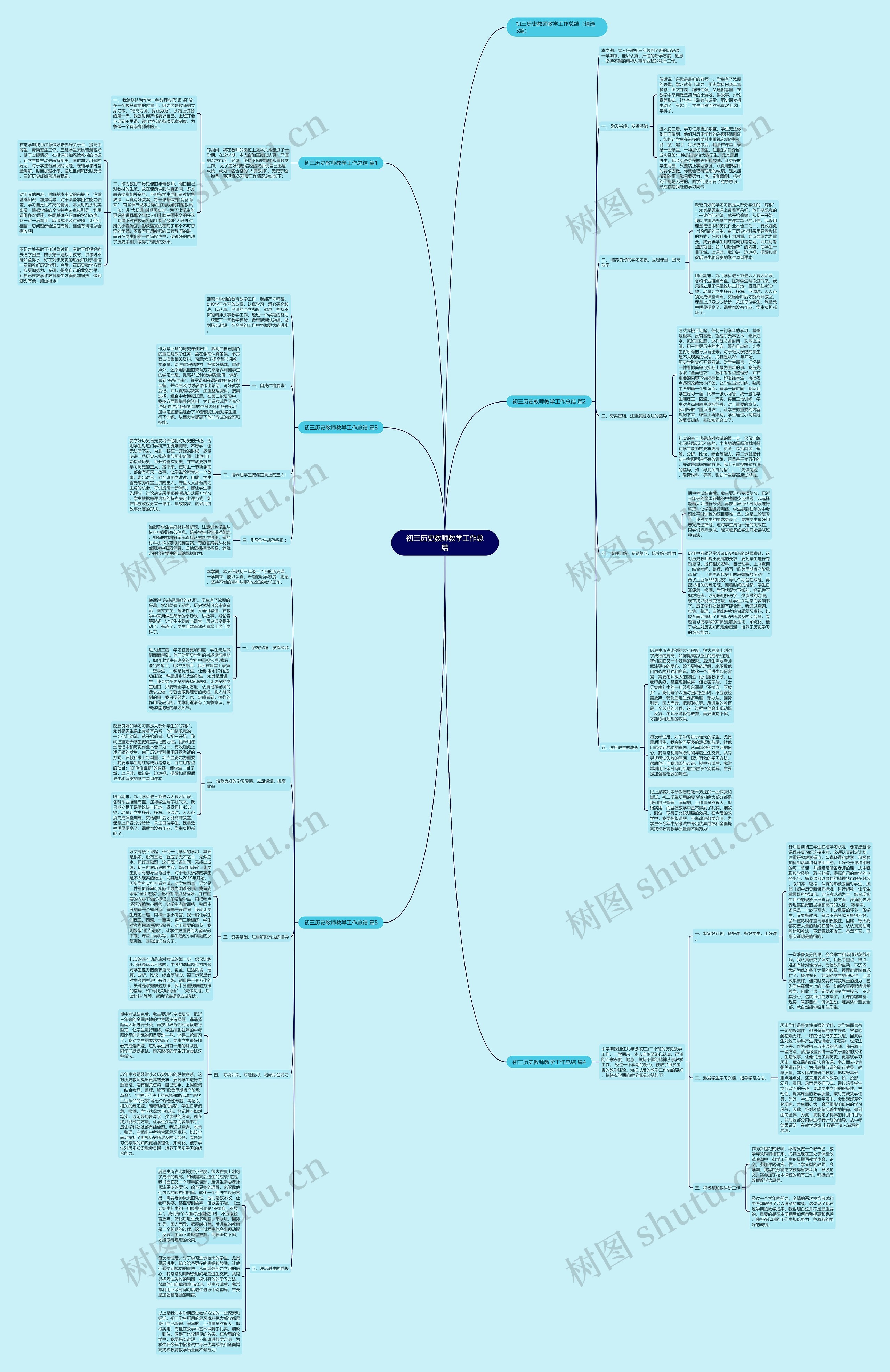 初三历史教师教学工作总结思维导图