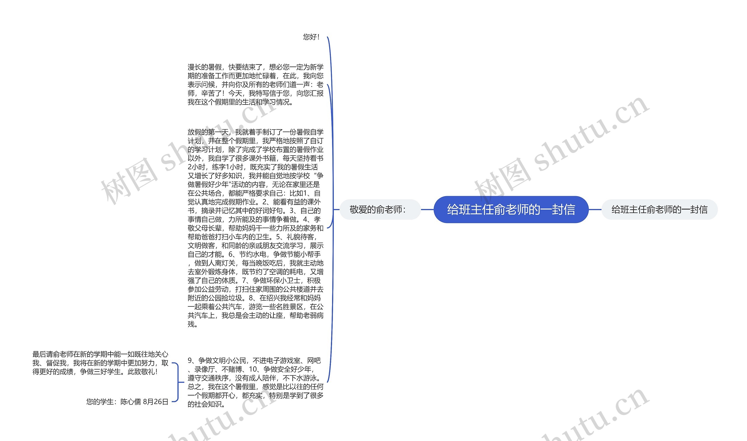 给班主任俞老师的一封信