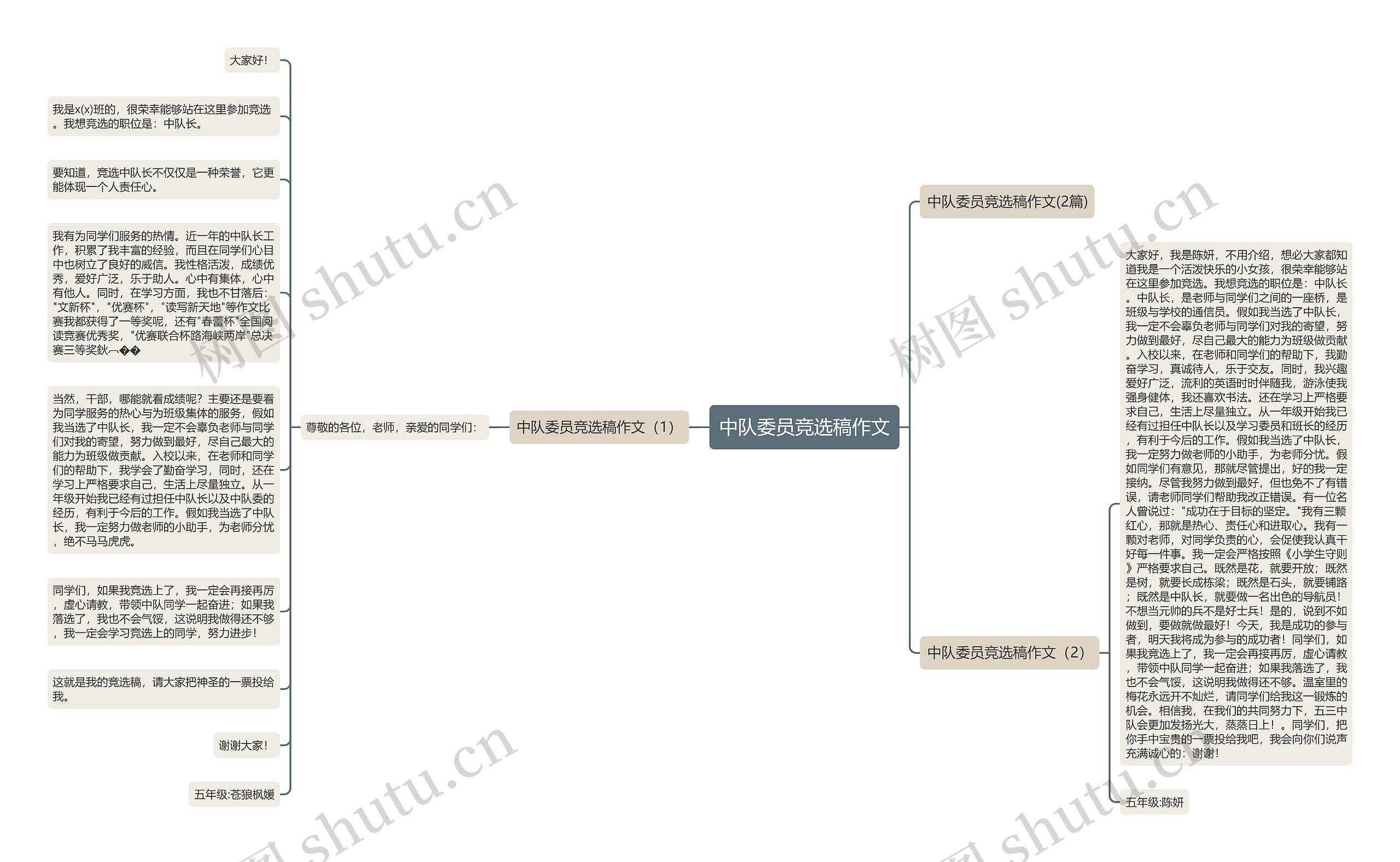 中队委员竞选稿作文思维导图