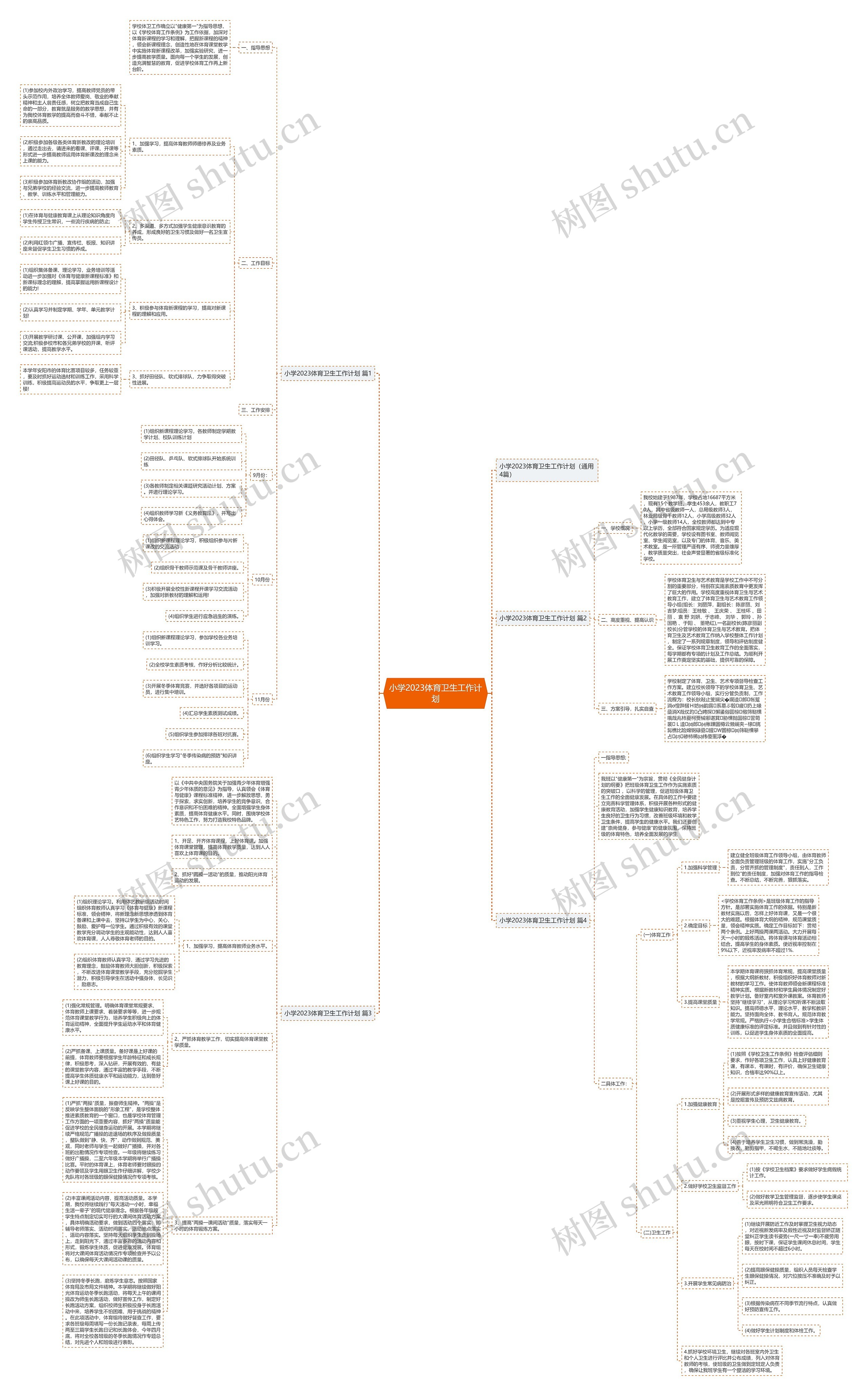 小学2023体育卫生工作计划思维导图