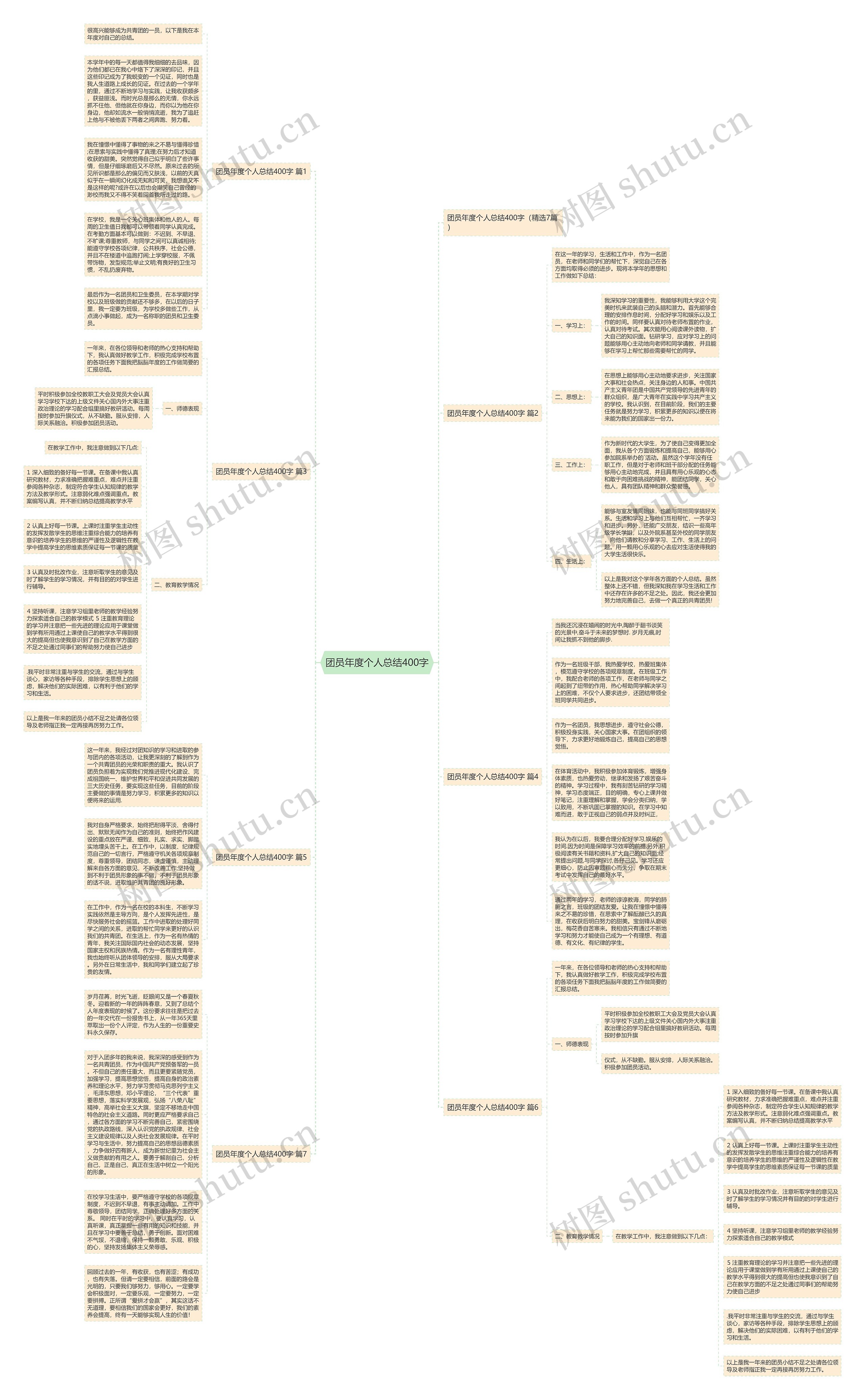 团员年度个人总结400字思维导图