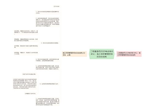 二级建造师2020考试培训讲义：施工项目管理目标的动态控制