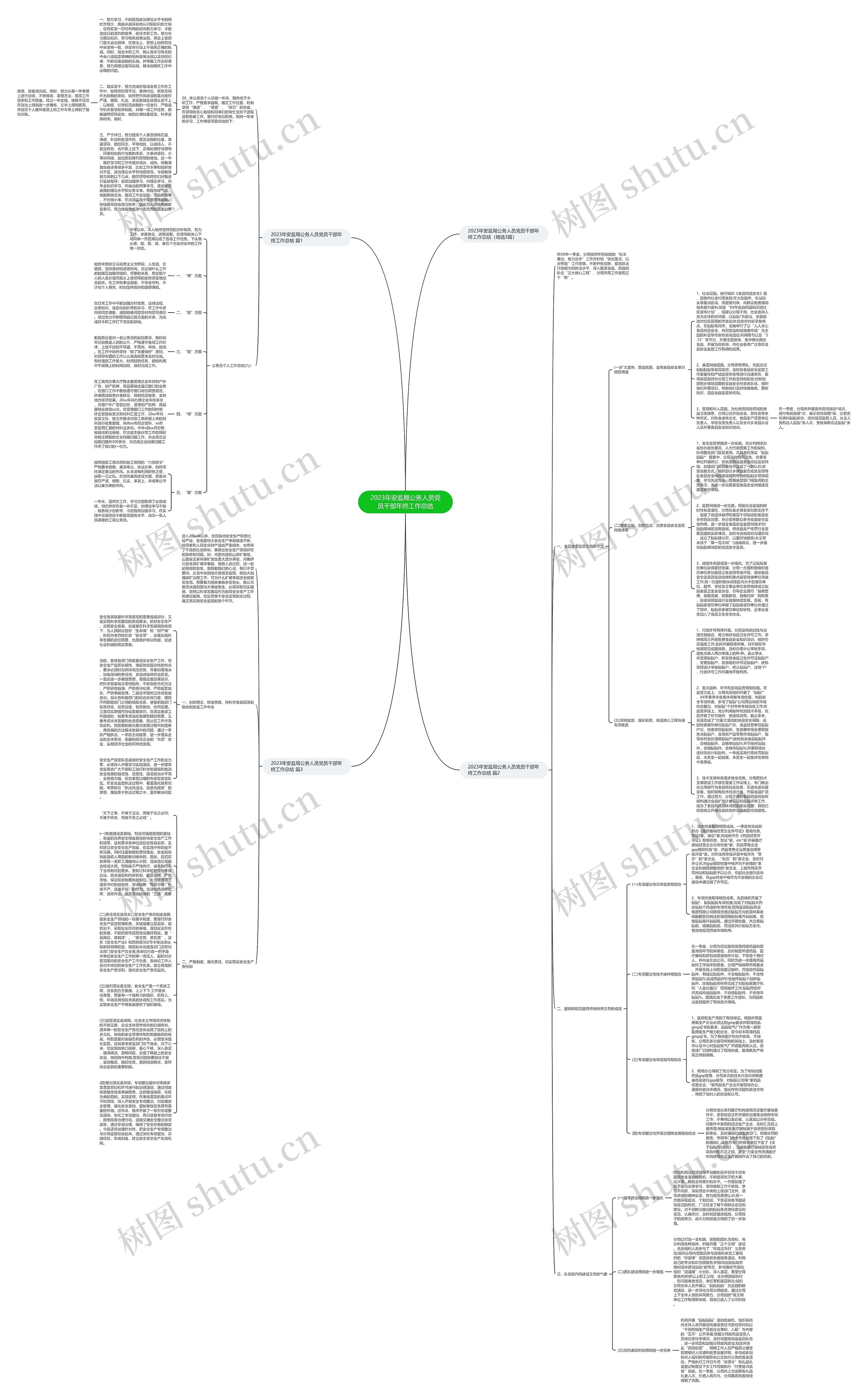 2023年安监局公务人员党员干部年终工作总结思维导图