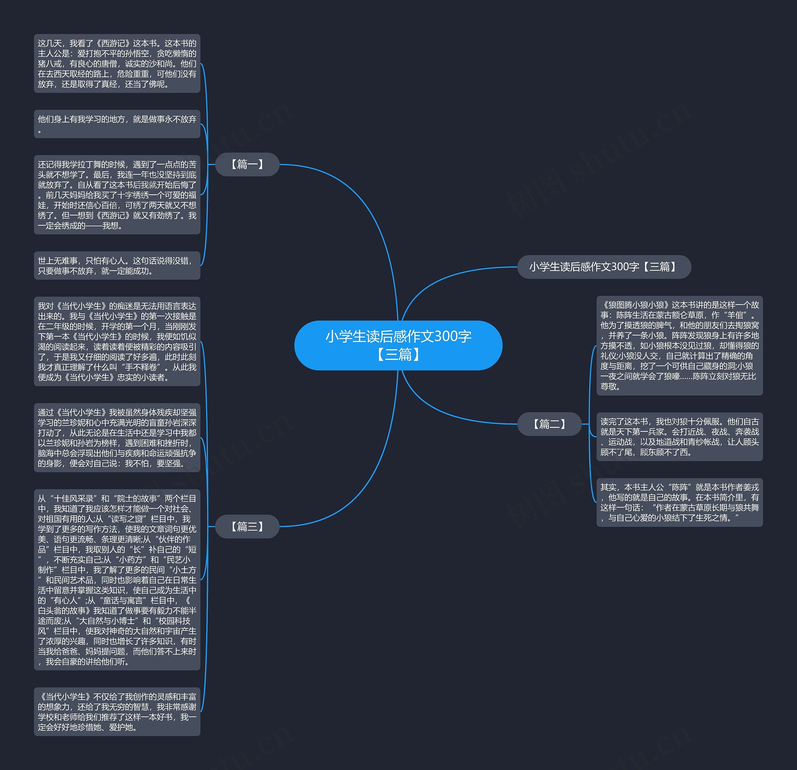 小学生读后感作文300字【三篇】思维导图
