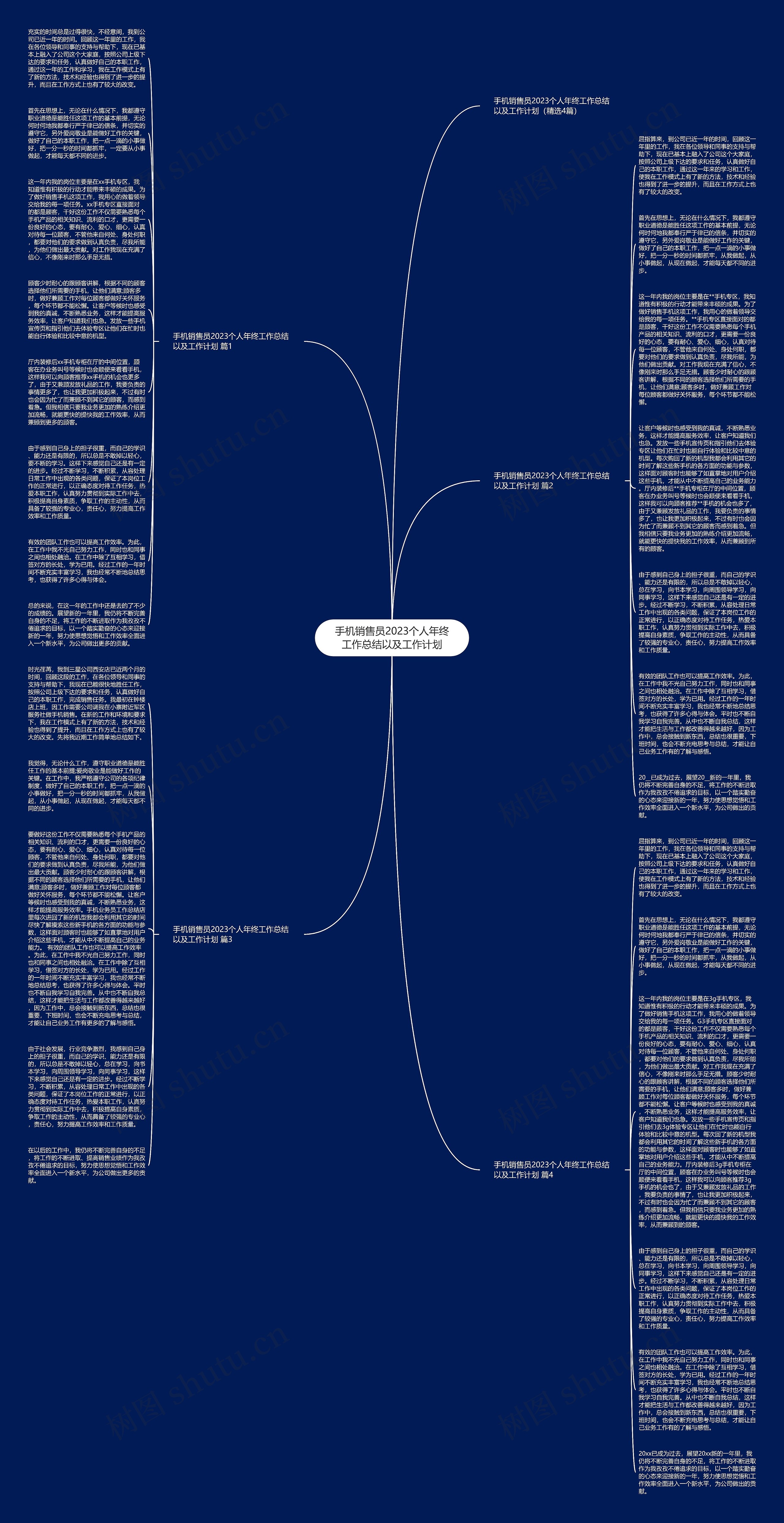 手机销售员2023个人年终工作总结以及工作计划思维导图