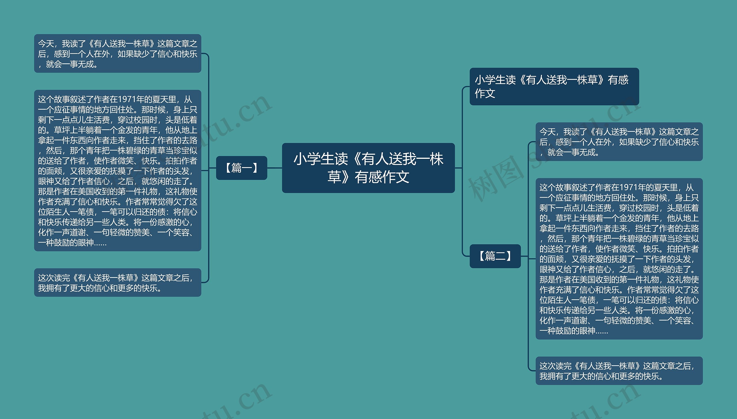 小学生读《有人送我一株草》有感作文思维导图