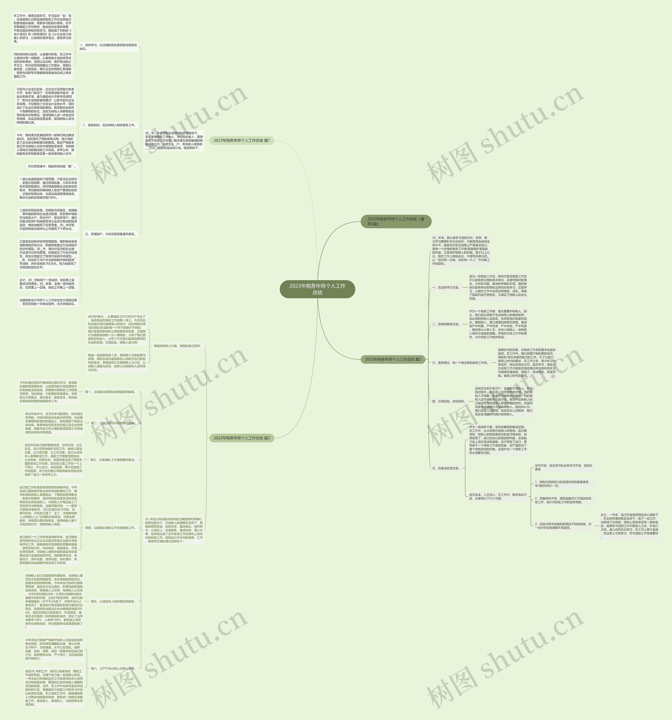 2023年税务年终个人工作总结思维导图