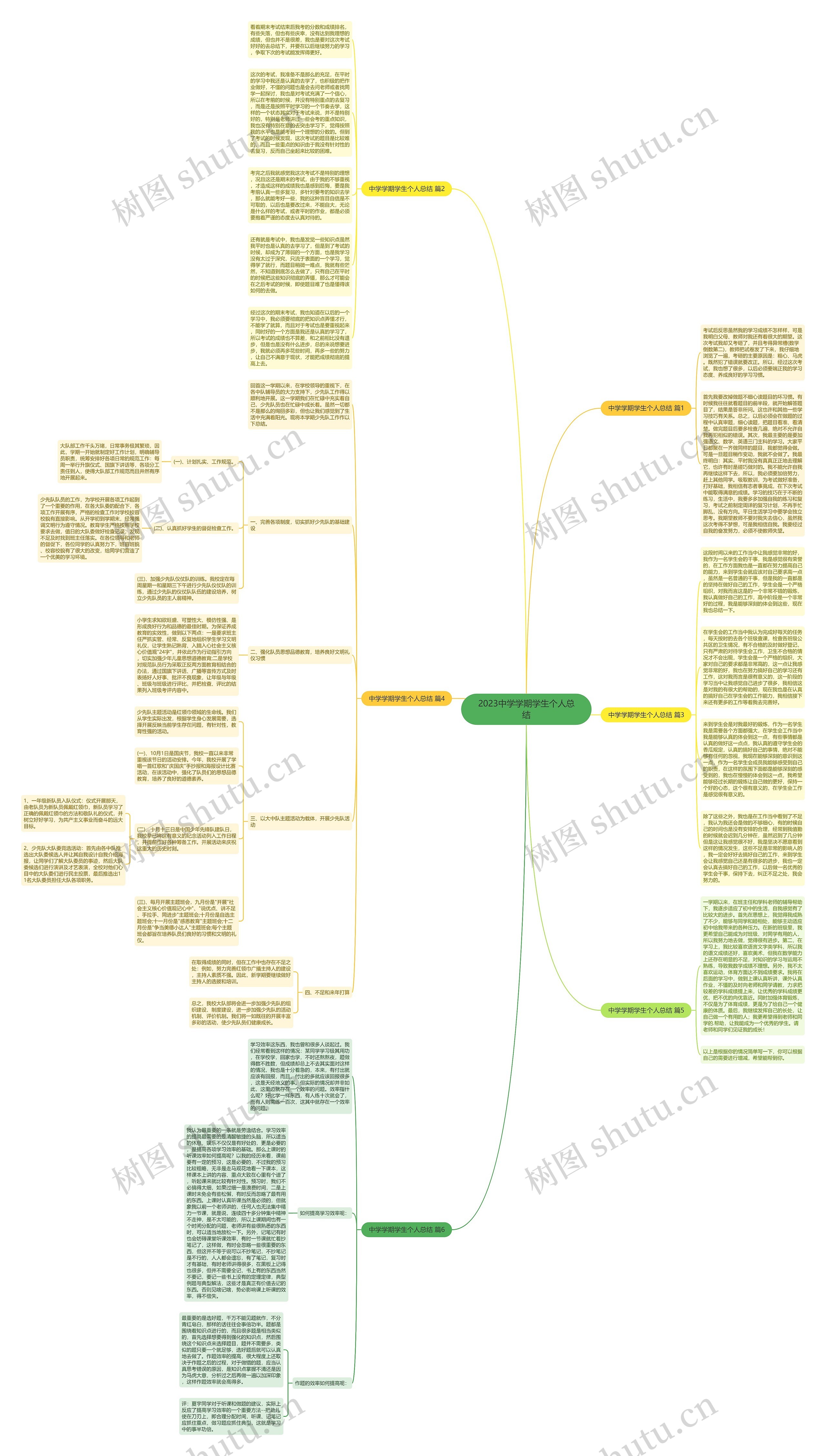 2023中学学期学生个人总结思维导图