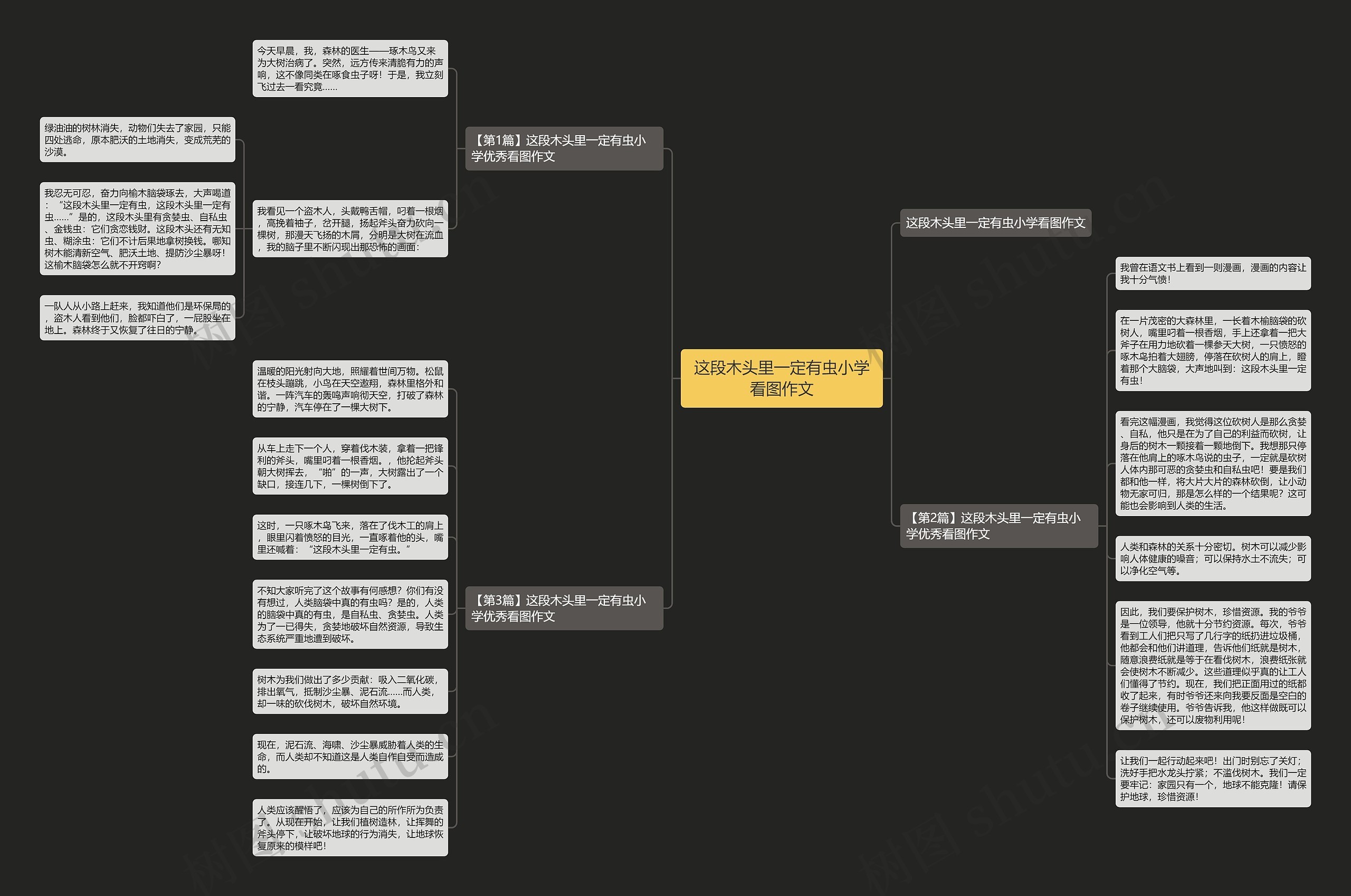 这段木头里一定有虫小学看图作文思维导图