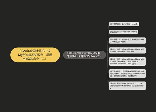 2020年全国计算机二级MySQL复习知识点：常用MYSQL命令（二）