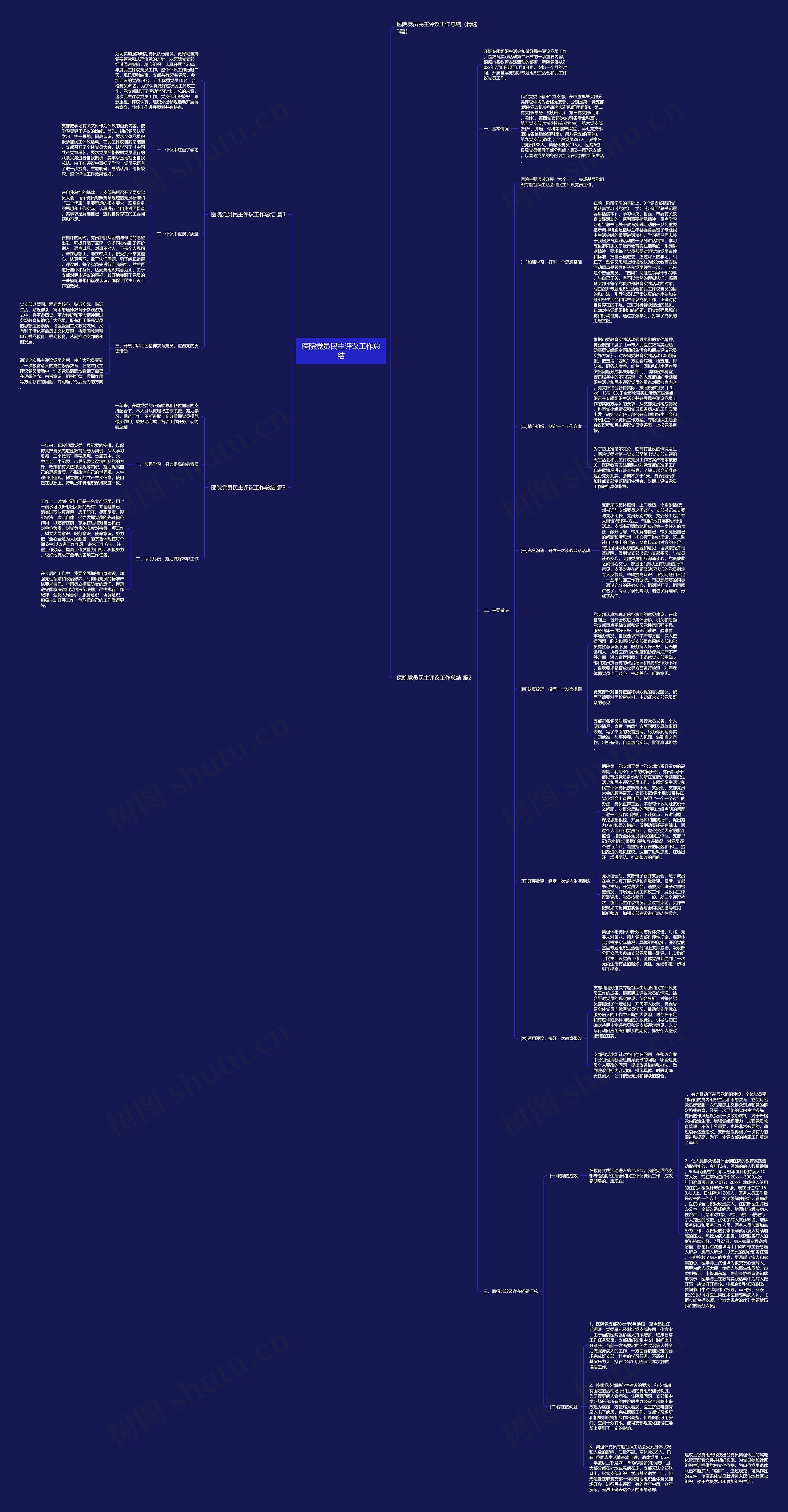 医院党员民主评议工作总结思维导图