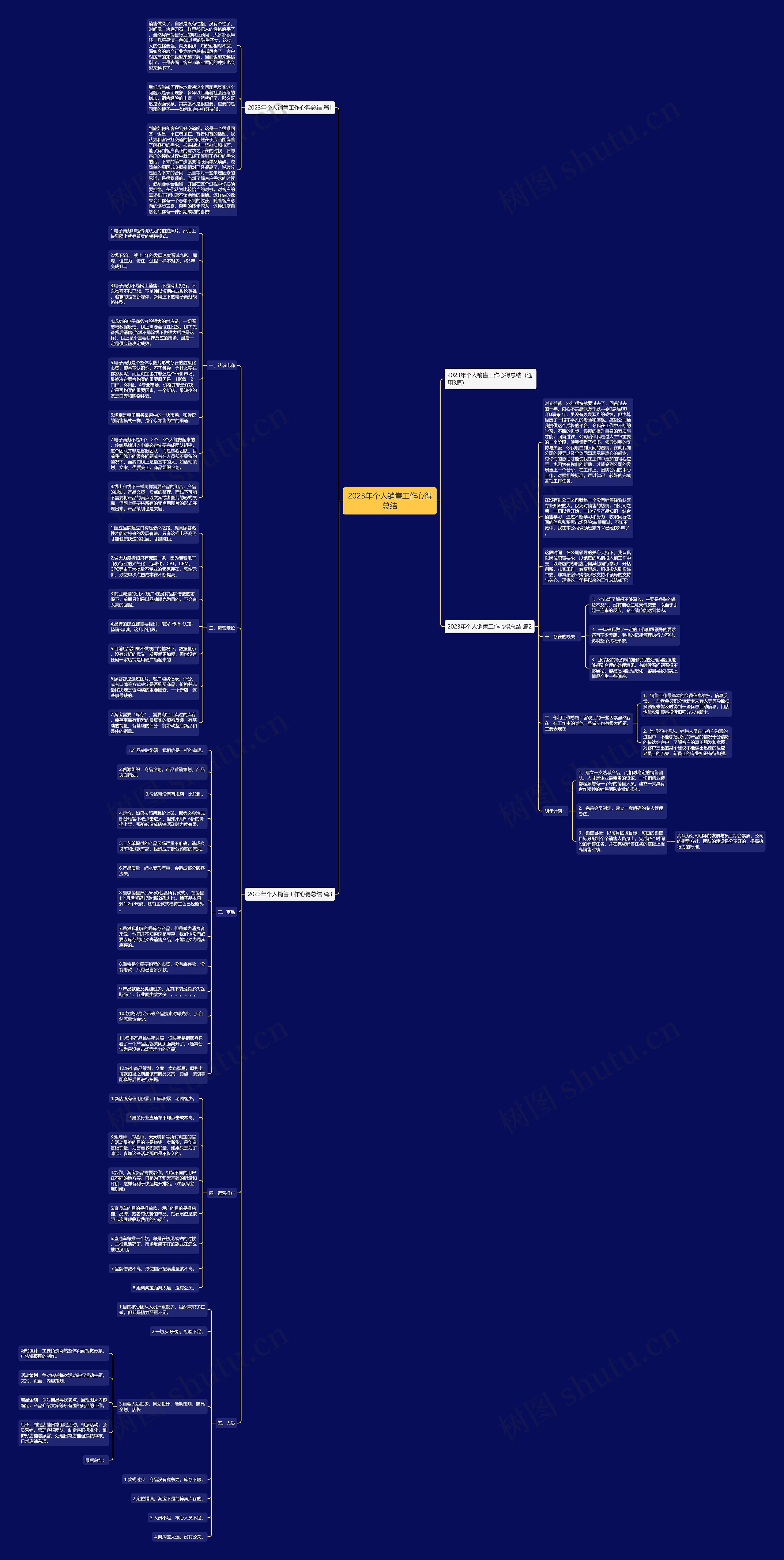 2023年个人销售工作心得总结思维导图