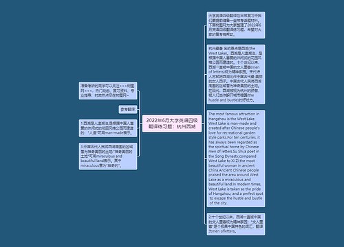 2022年6月大学英语四级翻译练习题：杭州西湖