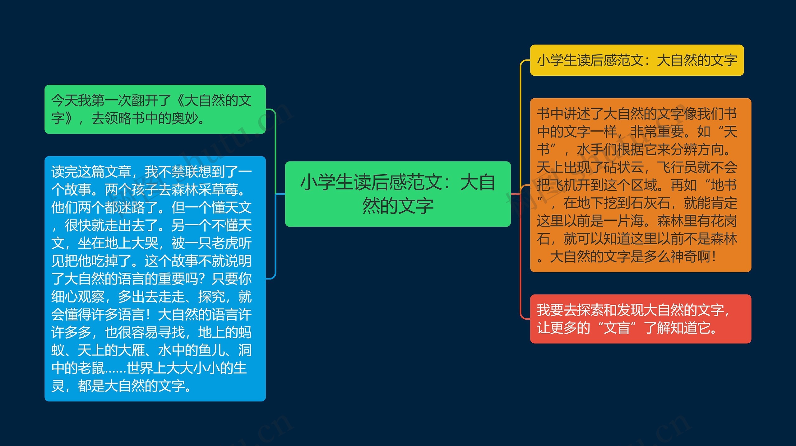 小学生读后感范文：大自然的文字思维导图