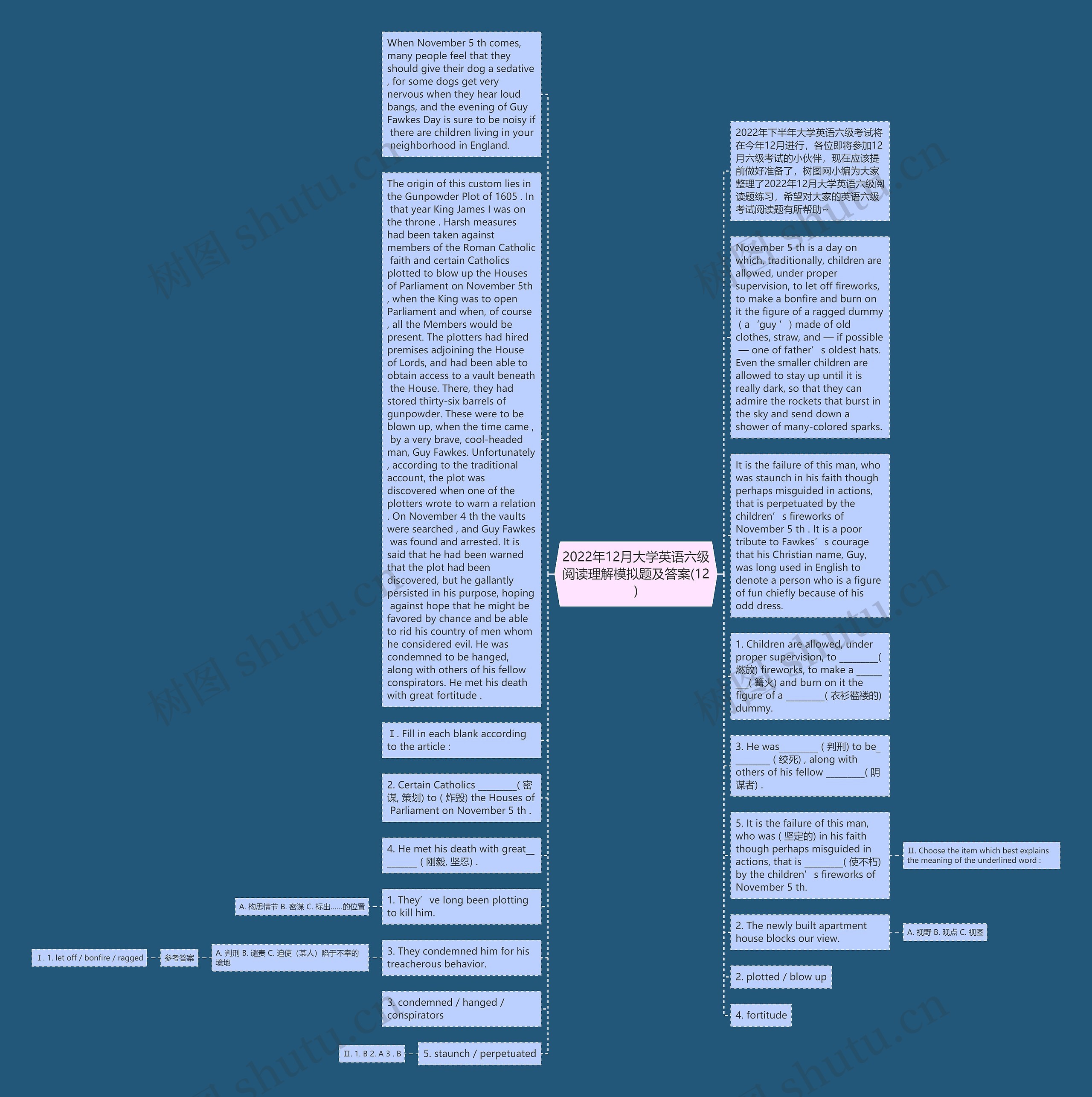 2022年12月大学英语六级阅读理解模拟题及答案(12)思维导图