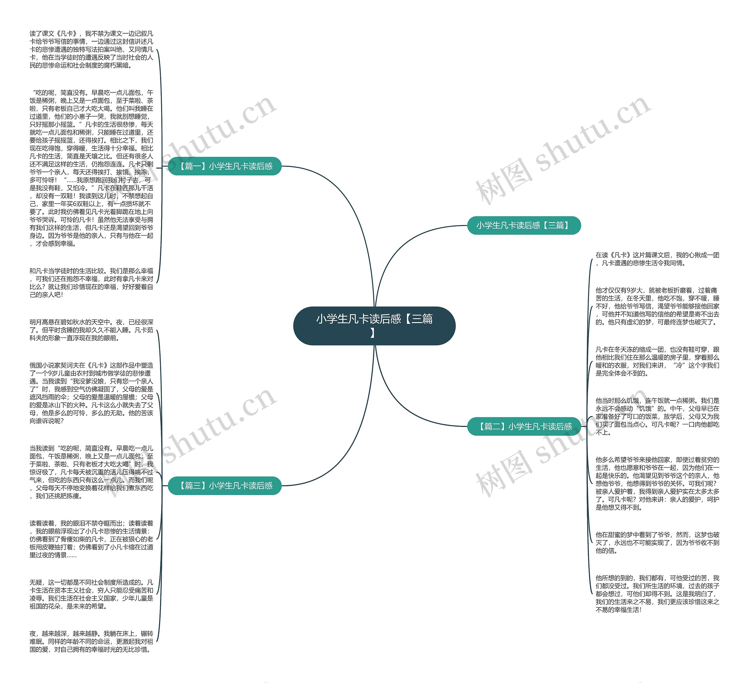 小学生凡卡读后感【三篇】思维导图