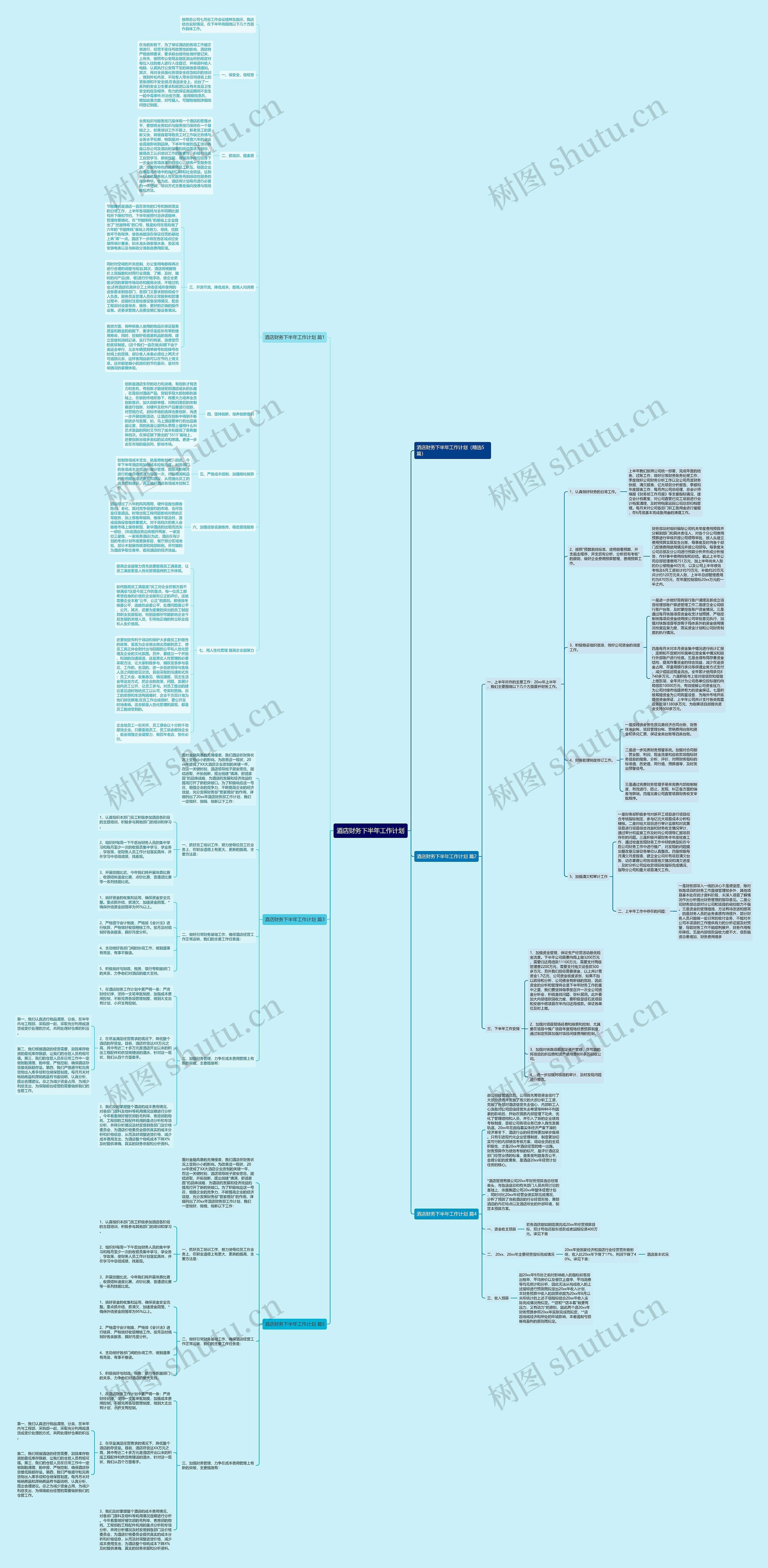 酒店财务下半年工作计划思维导图