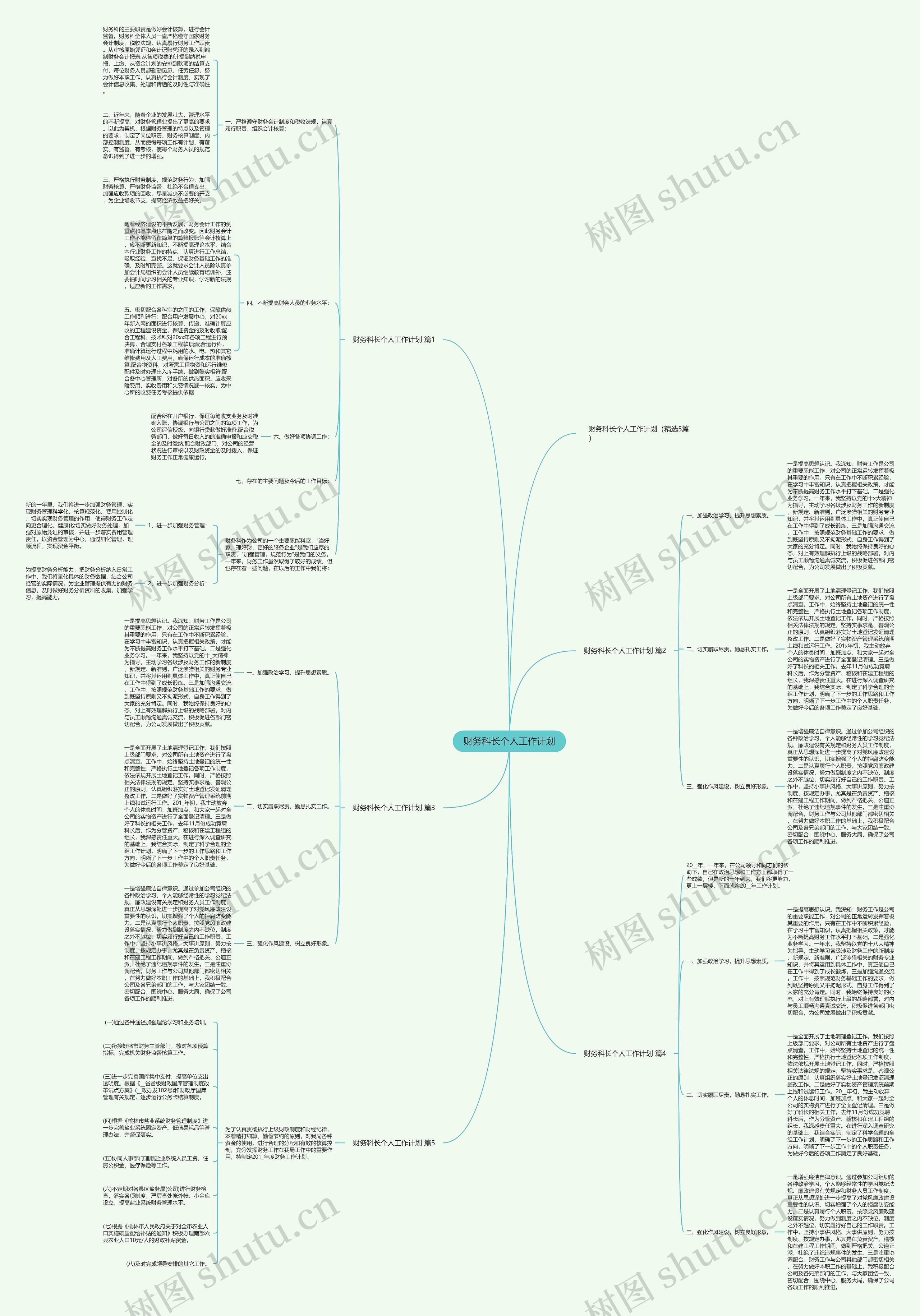 财务科长个人工作计划思维导图