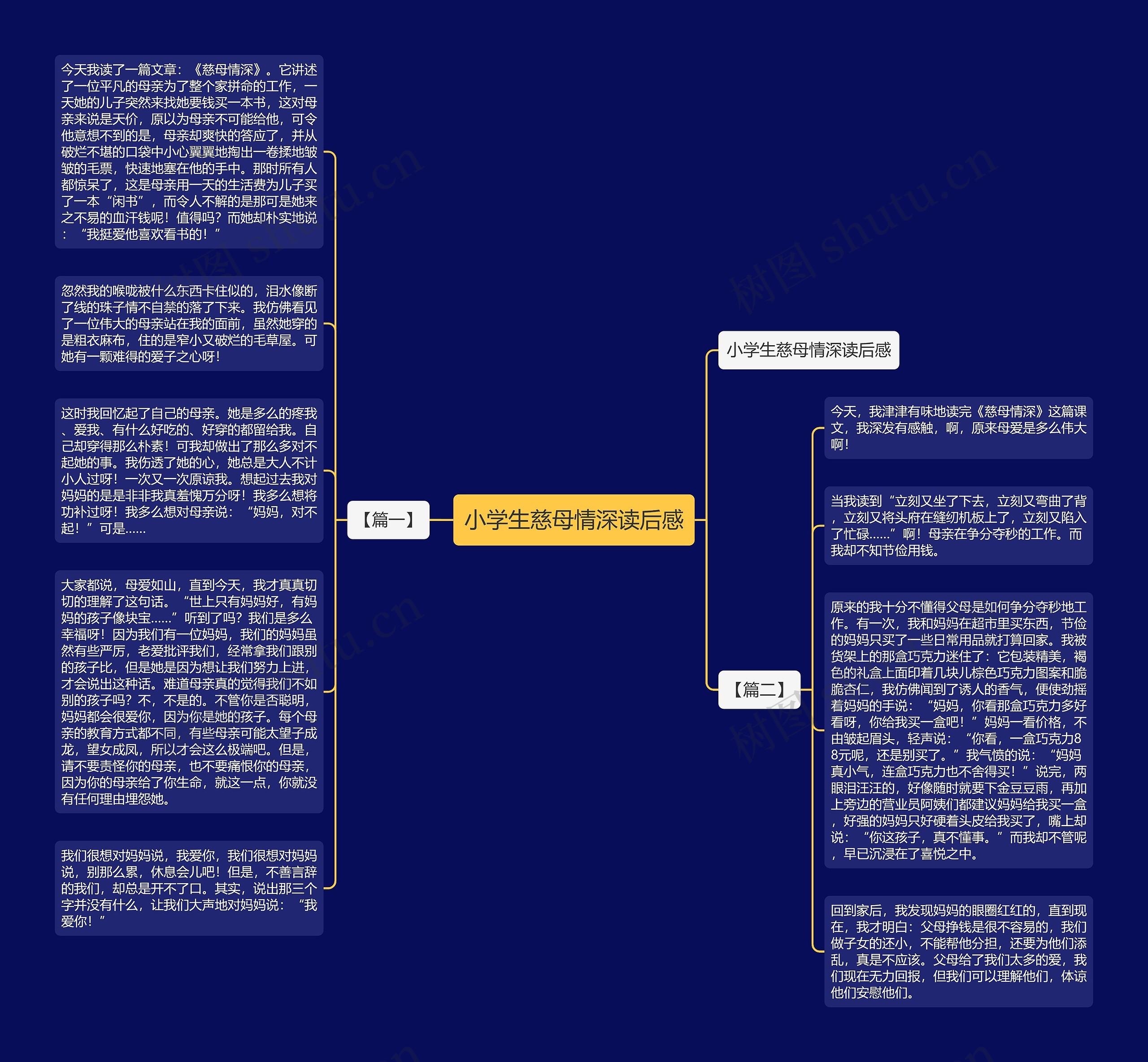 小学生慈母情深读后感思维导图高清图 小学生慈母情深读后感思维导图