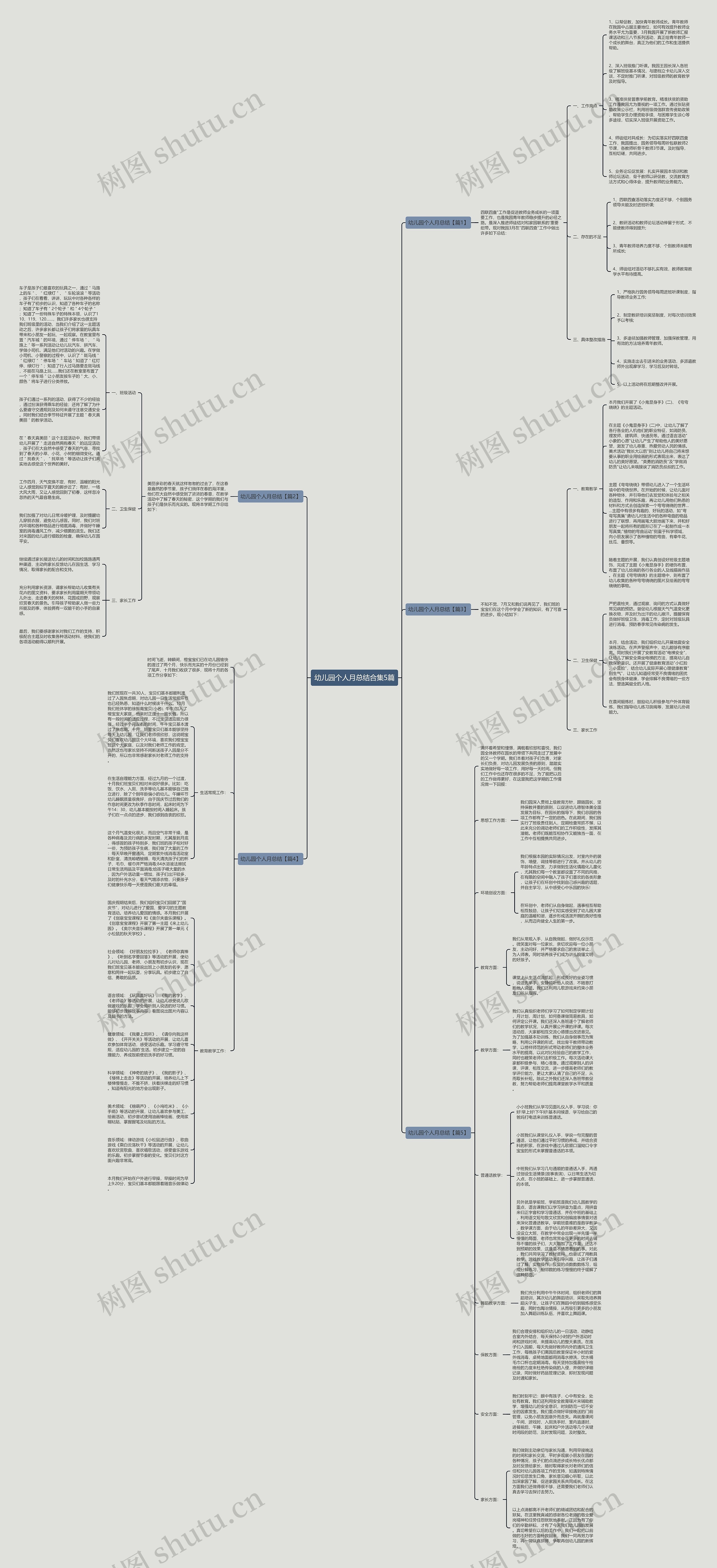 幼儿园个人月总结合集5篇思维导图