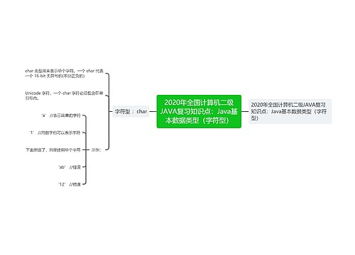 2020年全国计算机二级JAVA复习知识点：Java基本数据类型（字符型）